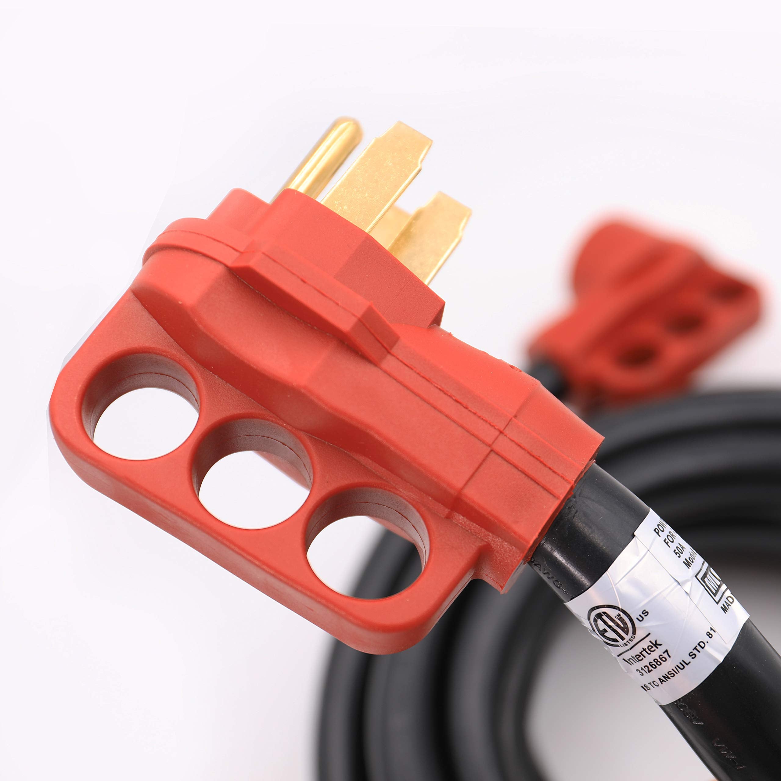 Valterra A10-5025Ed Mighty Cord 50 Amp Detachable Power Cord With Handle - 25', Red