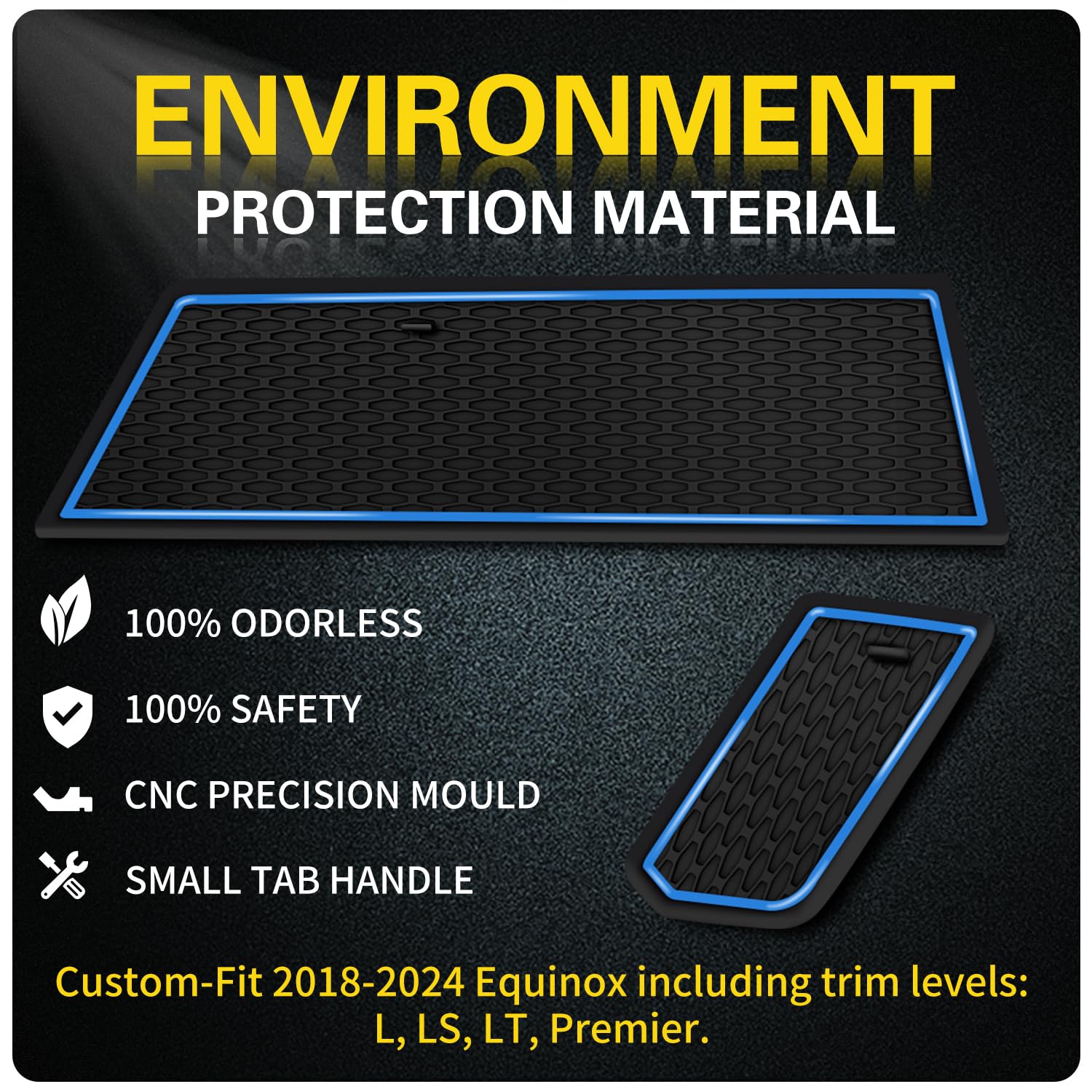 Asgohme Premium Liner Mat Accessories Compatible With Chevy Equinox 2024 2023 2022 2021 2020 2019 2018 Custom Fit Cup Holder, Do