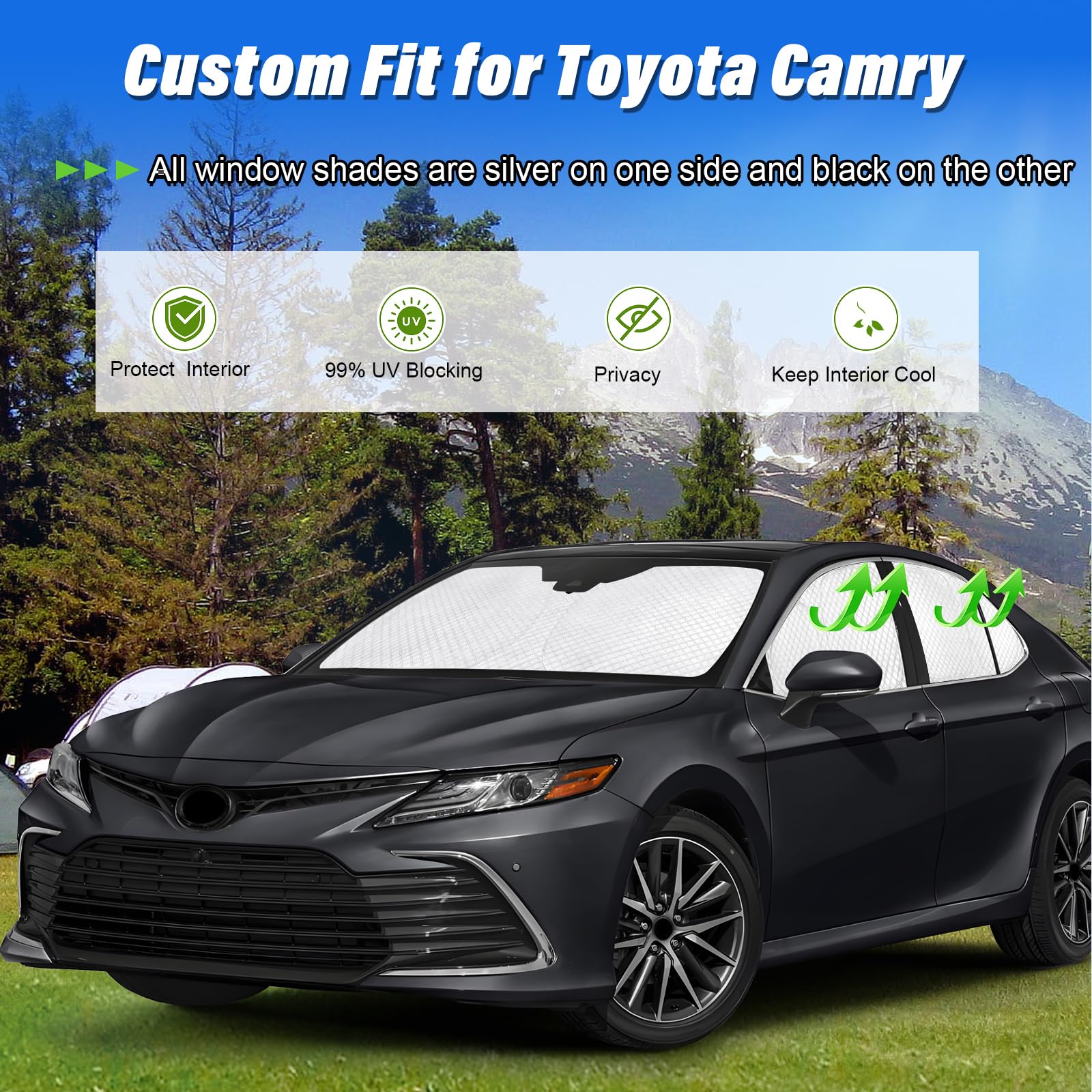 Kmf Windshield Sun Shade Replacement For For Toyota Camry Accessories 2018-2024,Rear Side Window Sun Shade Cover Sun Visor Shiel