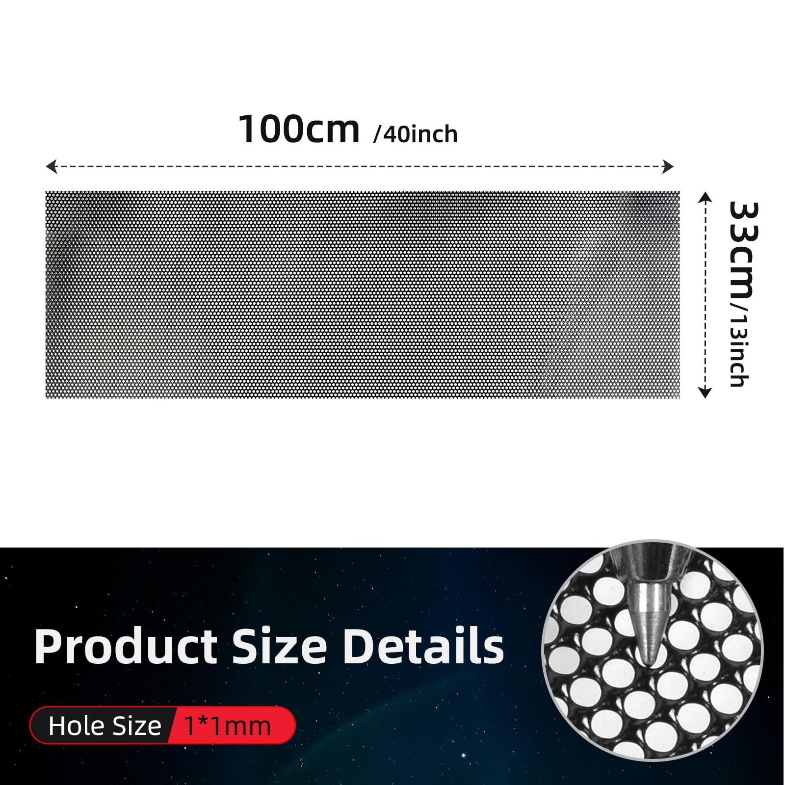 Aggauto Universal 40 ''X13 '' Car Grill Mesh - 100X33Cm Pvc Coated Stainless Steel Automotive Grille Insert Screen Bumper Vent,