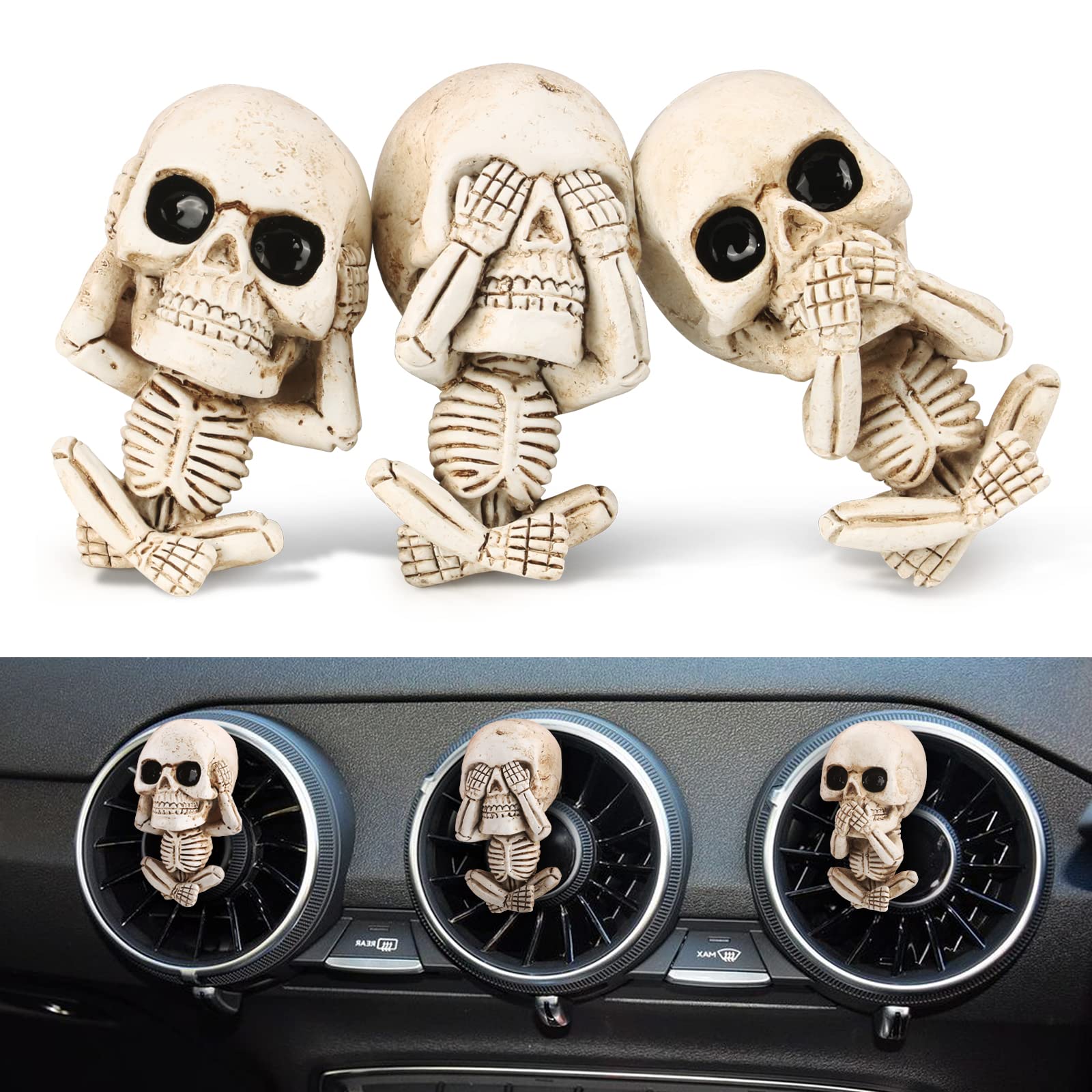 Cool Skull Car Decor For Car Truck Air Fresheners Vent Clips, Car Scent Freshener Things, Goth Automotive Interior Aesthetic Dec