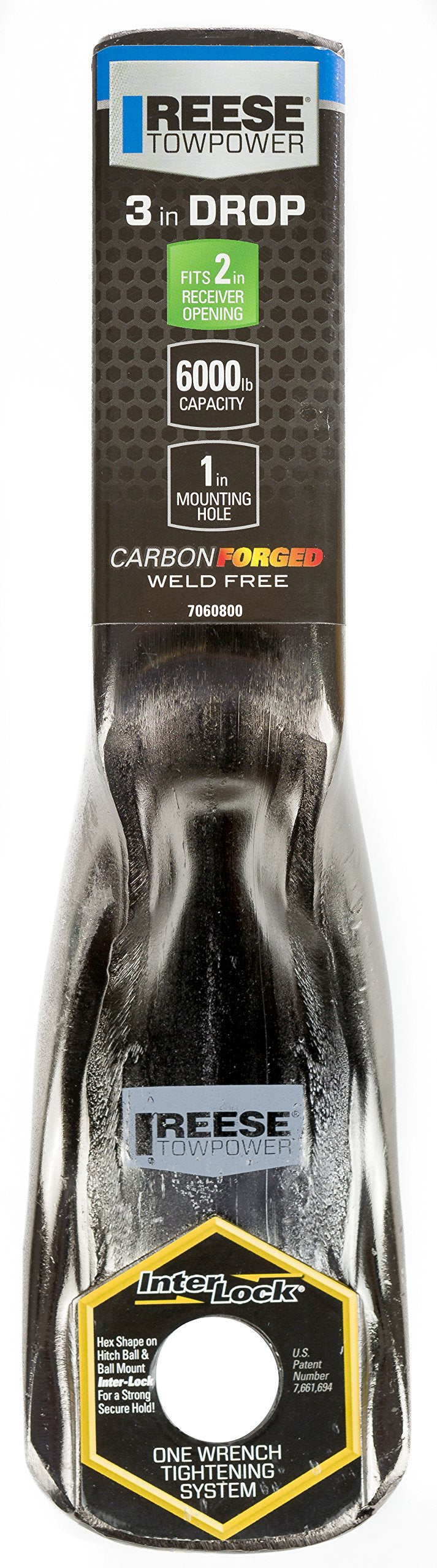 Reese Towpower 7060800 3'' Drop Black Nickel Carbon Forged Interlock Ball Mount