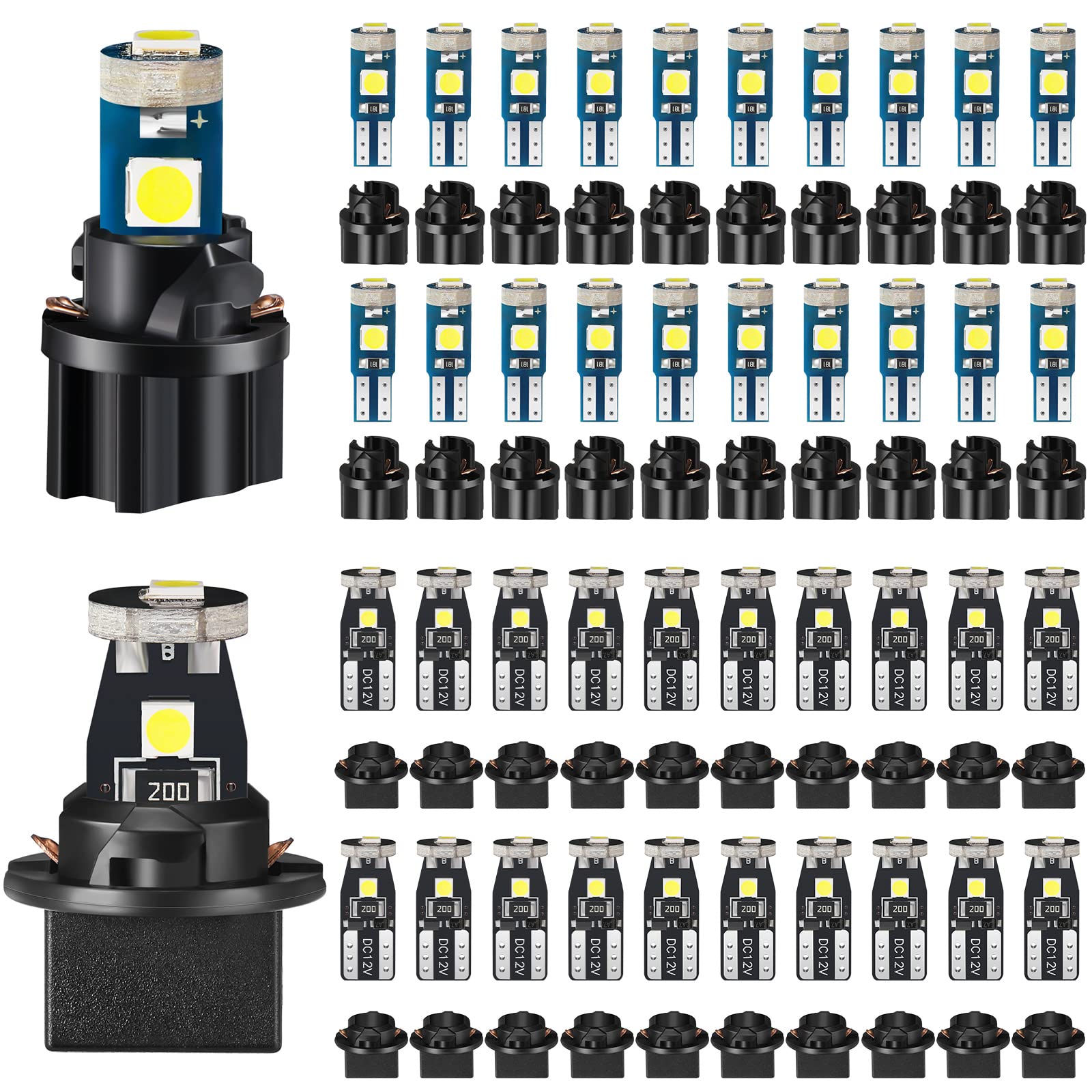 40 Pieces T5 T10 LED Bulbs Dash Lights with Twist Socket Instrument Dashboard Light LED Bulbs for Interior Car Lights Dashboard 