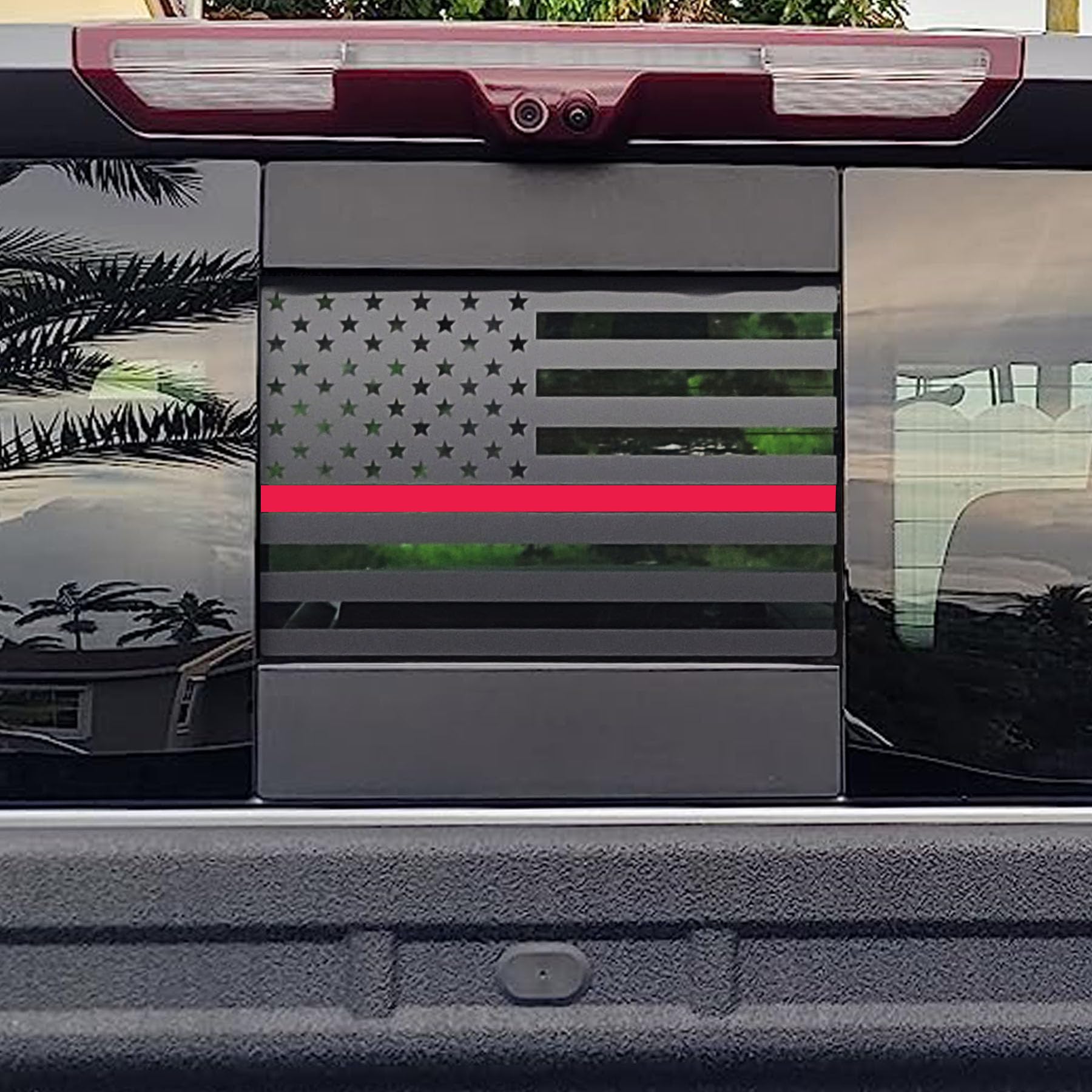Zxiaochun Rear Middle Window American Flag Decal For Chevy Silverado Gmc Sierra 2019 2020 2021 2022 2023 2024 2025 Back Sliding