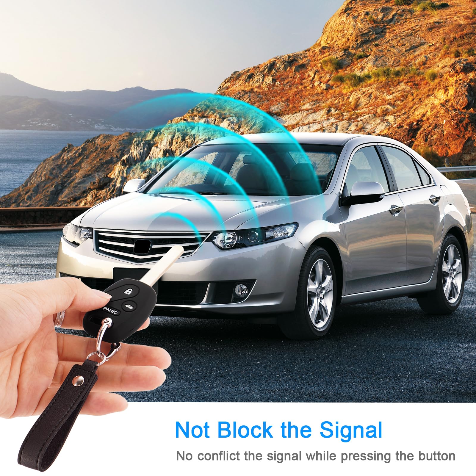 Koaudb Silicone Rubber Key Fob Cover Compatible With Honda Accessories 4 Buttons Accord Civic Cr-V Pilot Element Accord Crosstou