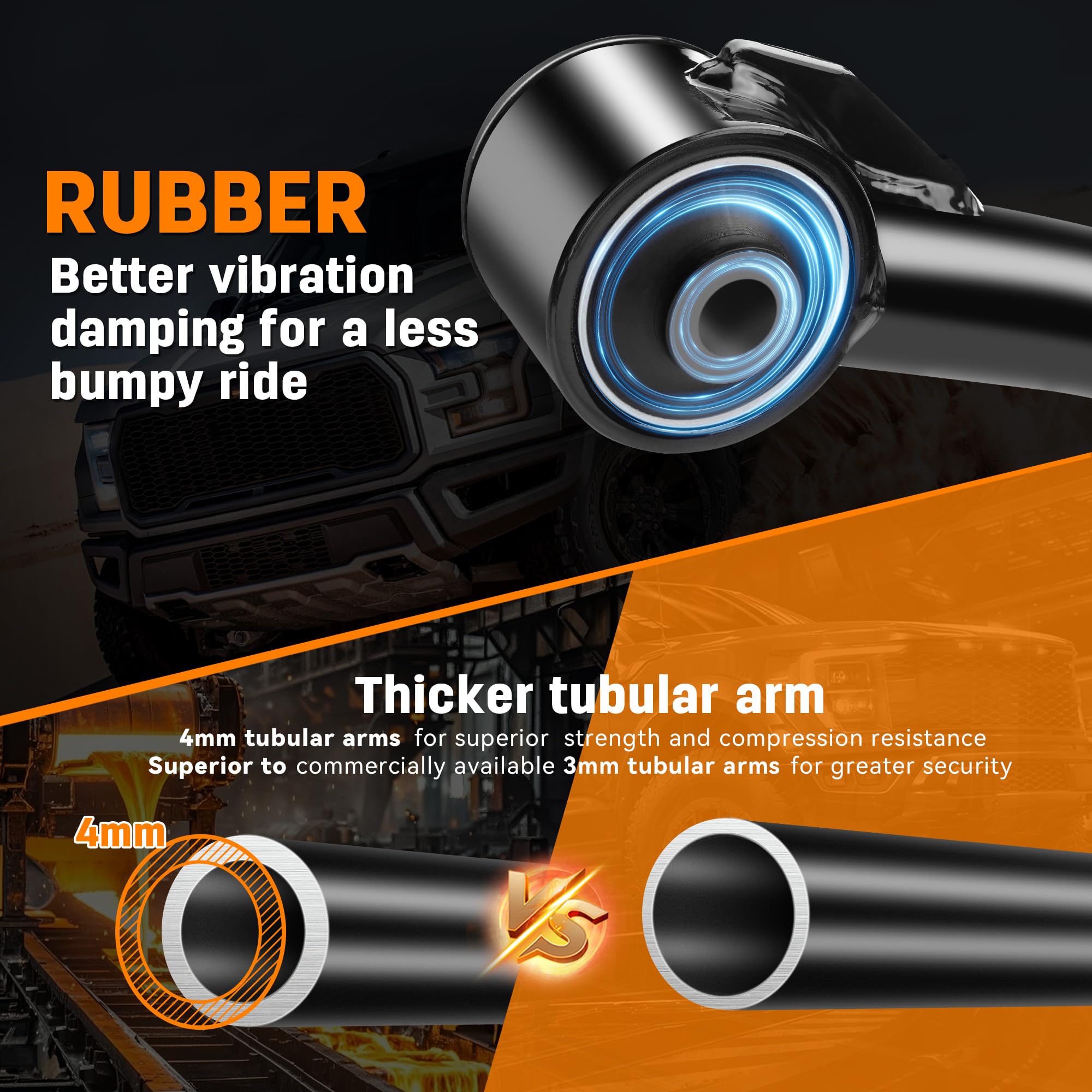 2-4 Front Upper Control Arms For 2004-2024 F150 with Ball Joint, 2PCS Adaption 2-4 Lift Suspension Kit Adjustable Control Ar