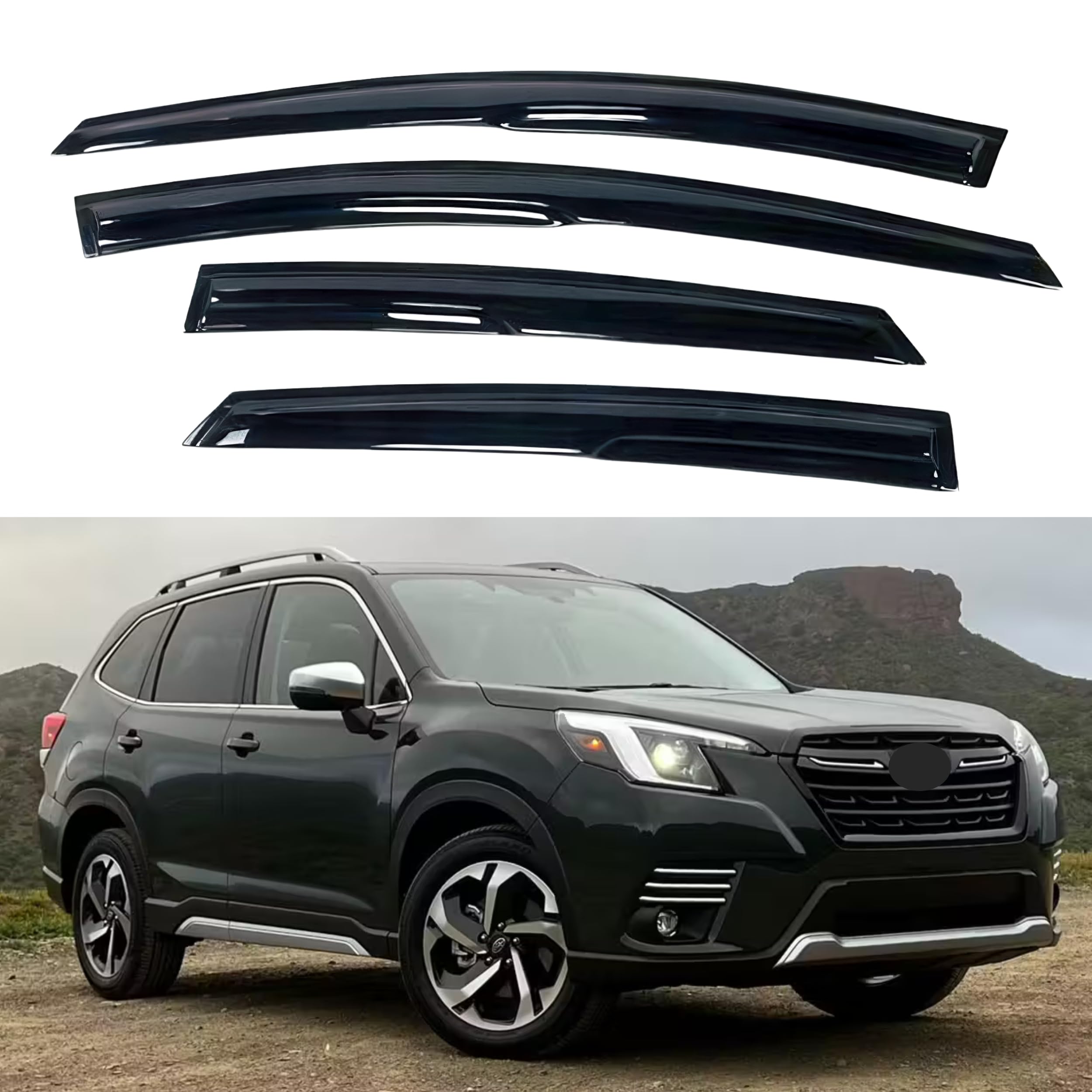 Ig Window Visor For Subaru Forester 2019-2024, Rain Guard Tape-On Extra Durable Sun Wind Side Vent Window Deflector Mugen Style,