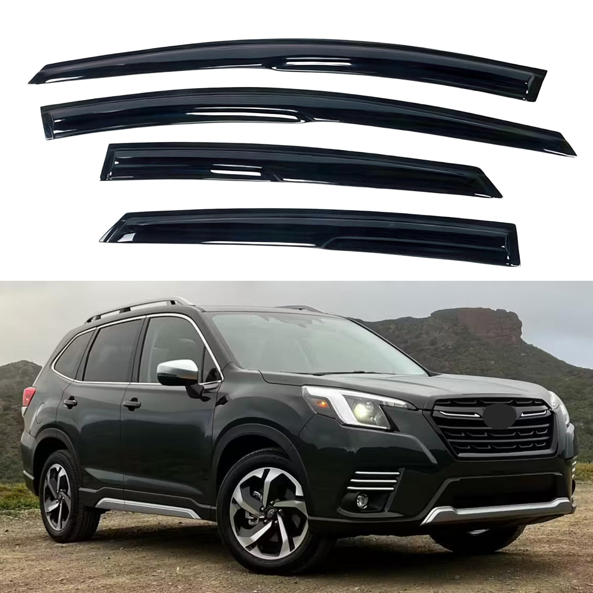 Ig Window Visor For Subaru Forester 2019-2024, Rain Guard Tape-On Extra Durable Sun Wind Side Vent Window Deflector Mugen Style,
