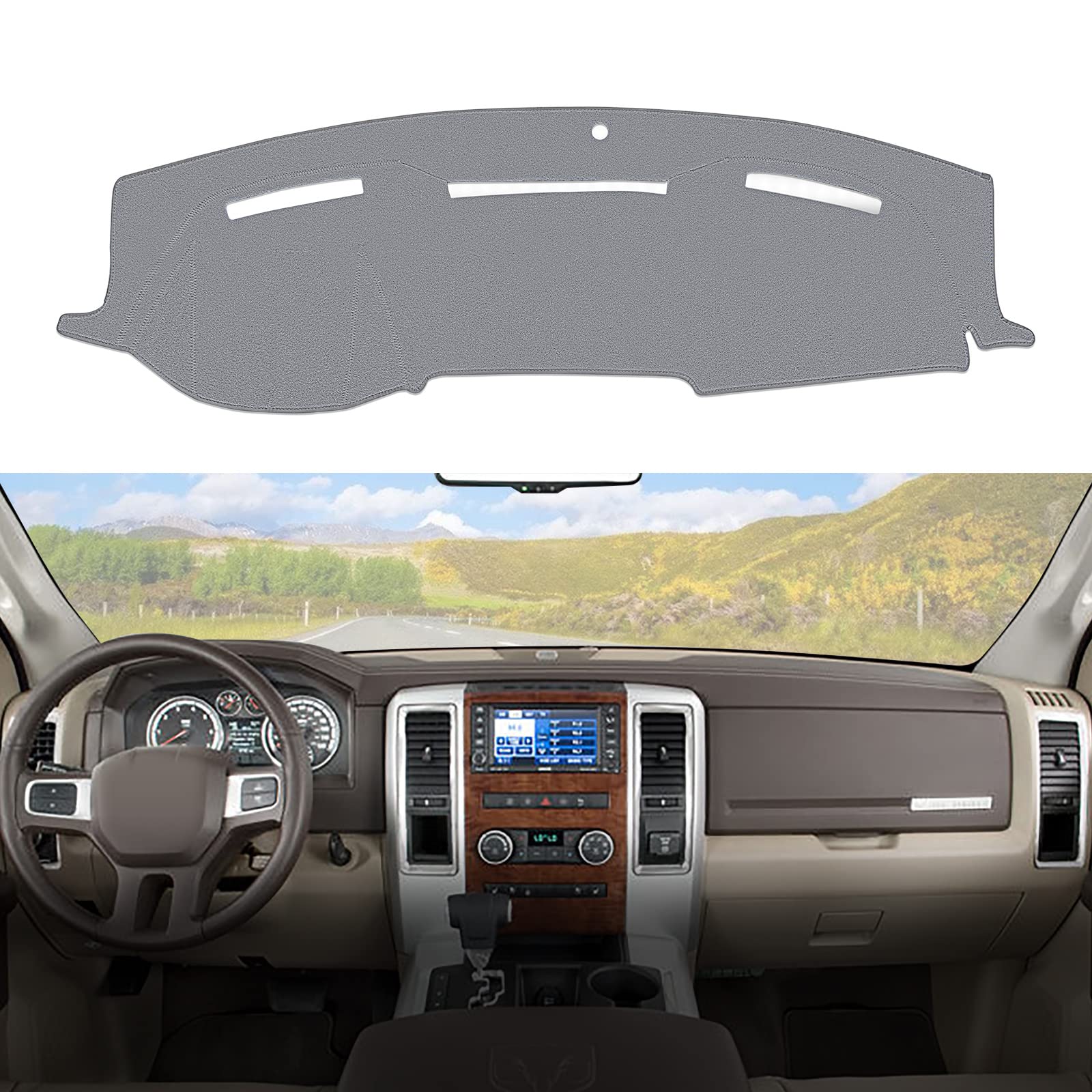 Berksyde Dashboard Dash Cover Mat Carpet Compatible With 2010-2014 Dodge Ram 1500 2500 3500
