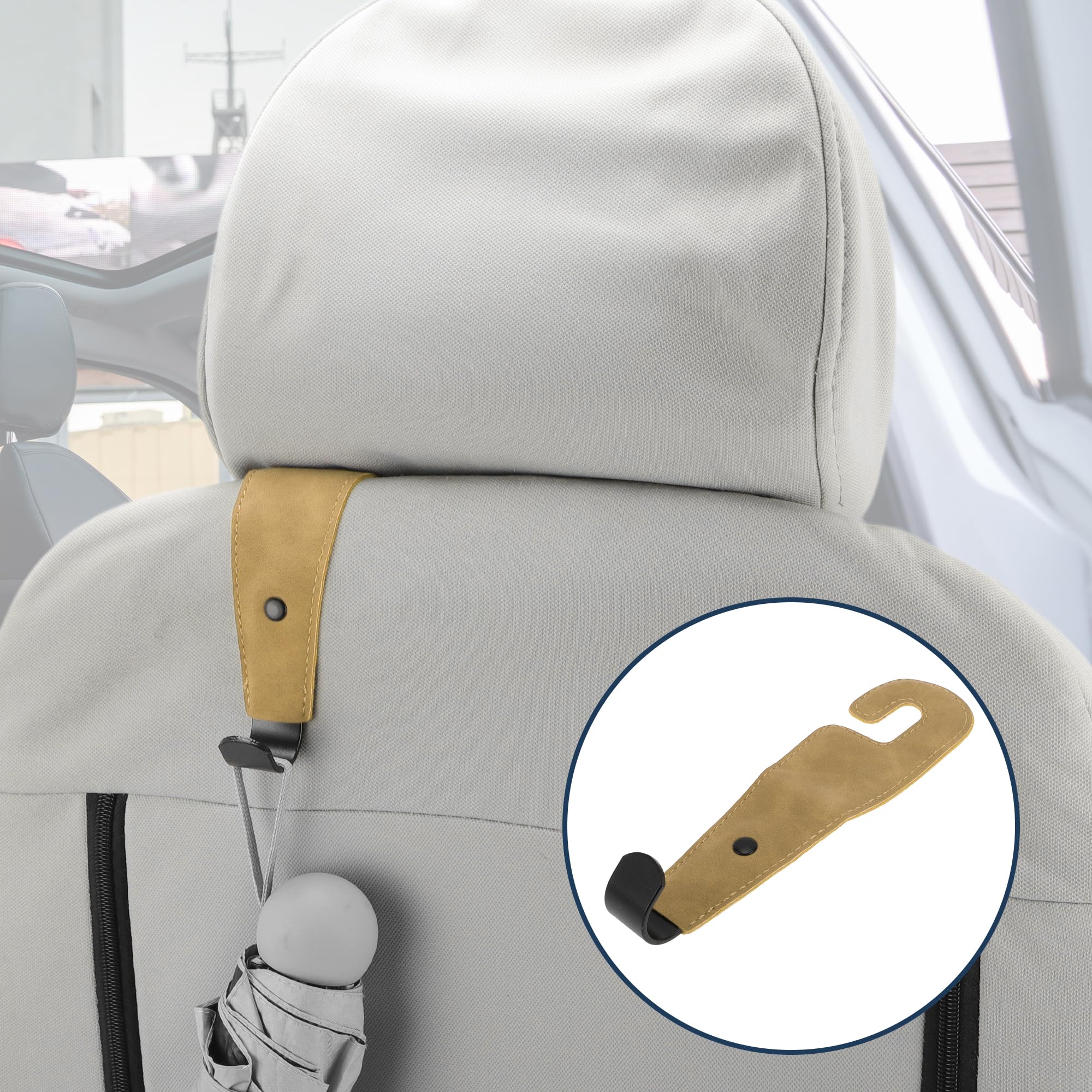 INFINAUTO Car Seat Headrest Hook Interior Accessories for Most Car, SUV, Truck Car Seat Back Organizer Hooks Faux Leather Metal