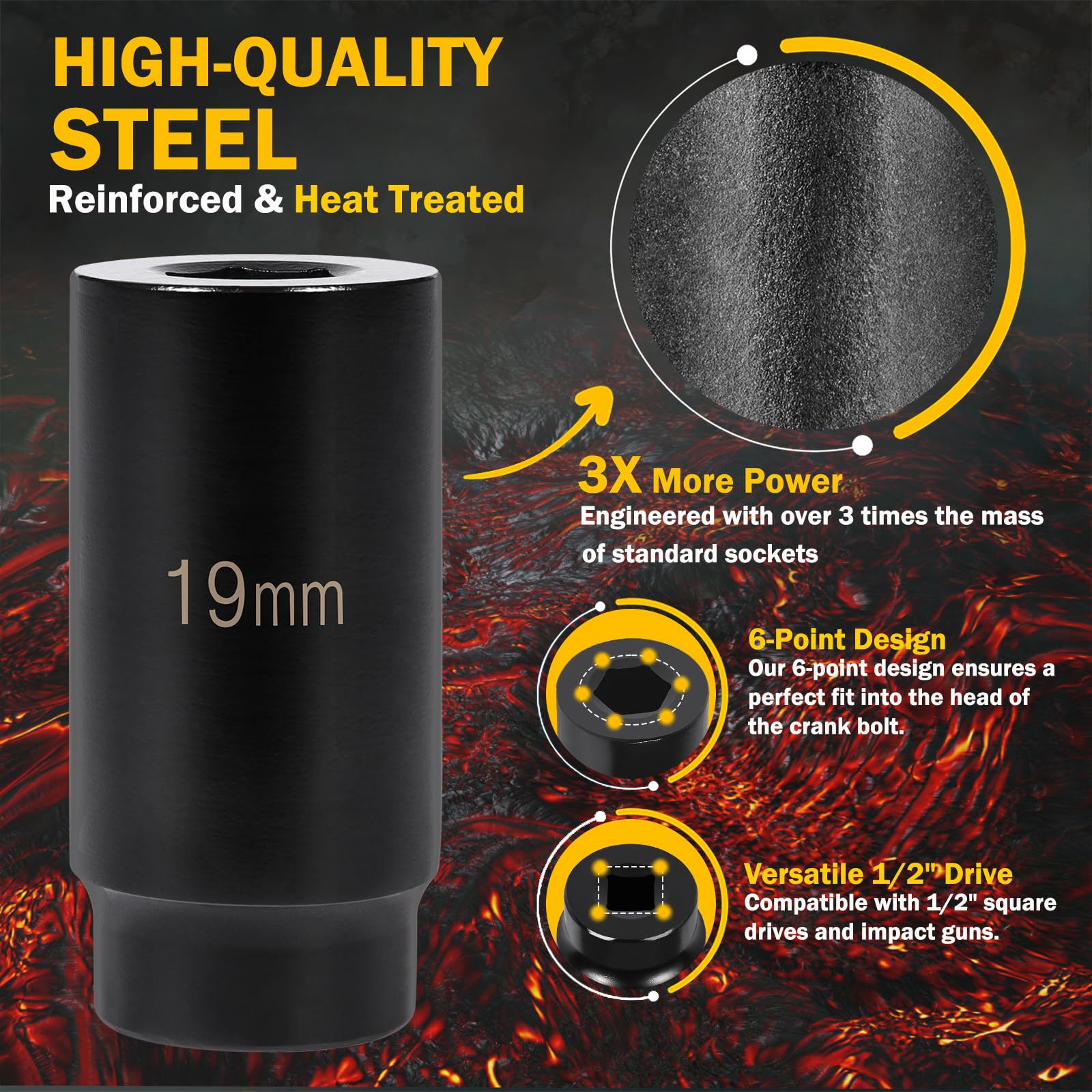 77080 Harmonic Balancer Socket Tool 19 Mm 3 Times Momentum Power Of Standard Impact Sockets For Honda