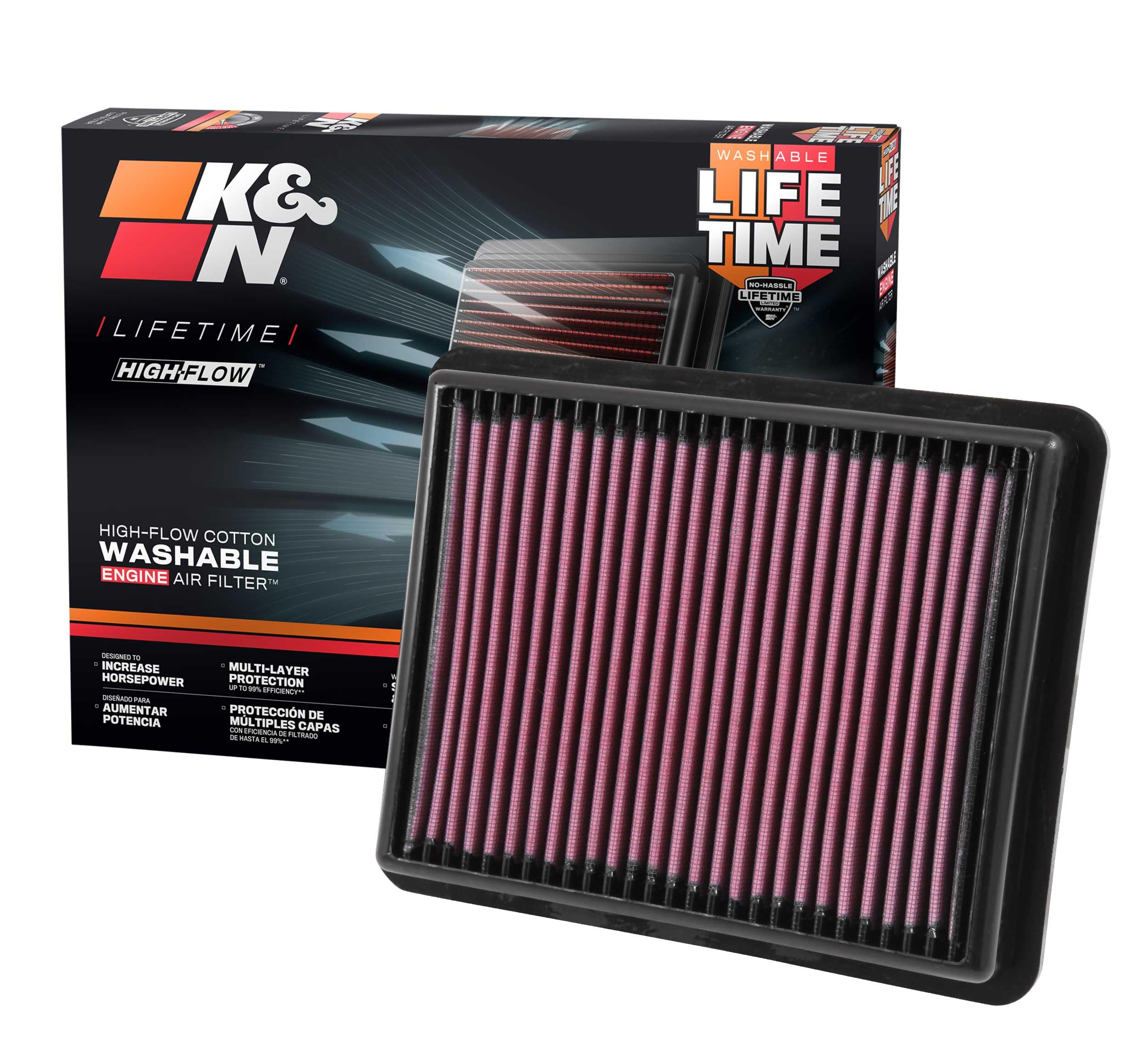 K&N High-Flow Original Lifetime Engine Air Filter: Increase Power: Premium, Washable: Compatible With 2012-2023 Mazda: 3, 6, Cx-