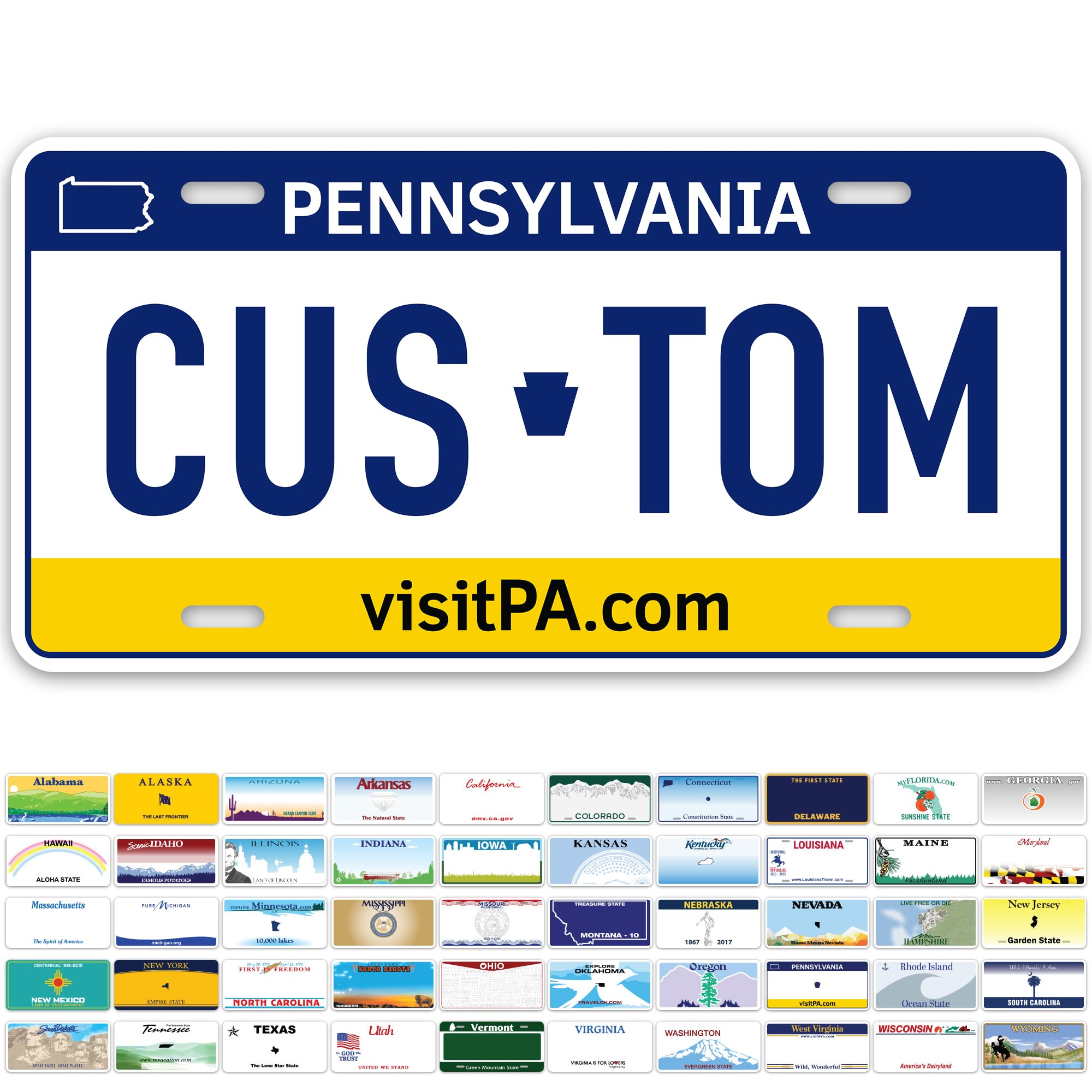 Custom Pennsylvania License Plate, Personalized License Plates For Car, 6X12 Inch, Rust-Free Fade Resistant Aluminum, Usa Made B