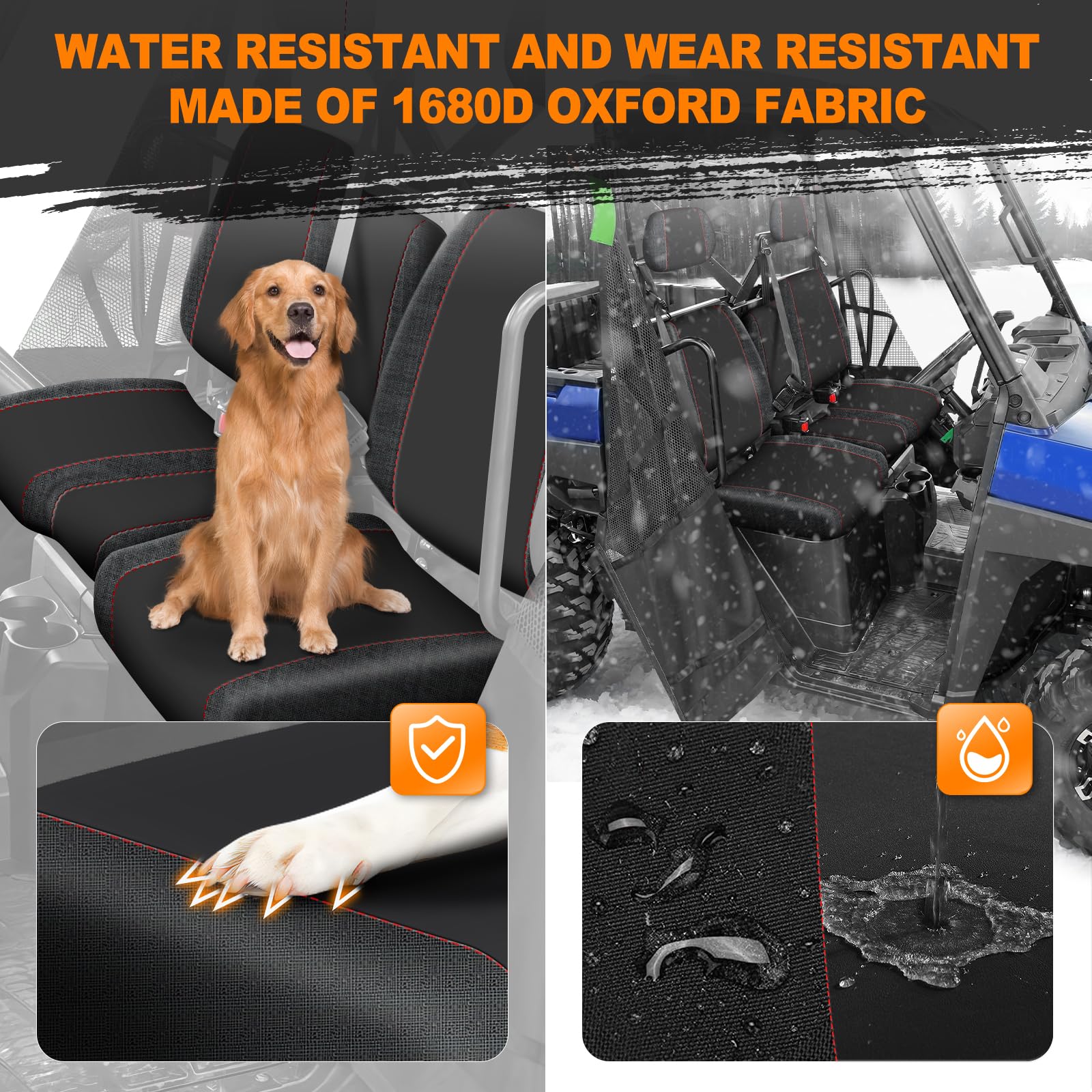 Bordan Utv Seat Cover For 2016-2024 Can Am Defender Dps Max 6X6 Pro Split Bench Dustproof Seats Cover, Heavy Duty 1680D Waterproof Full Protection Outdoor Seat Cover Set(8 Pcs)