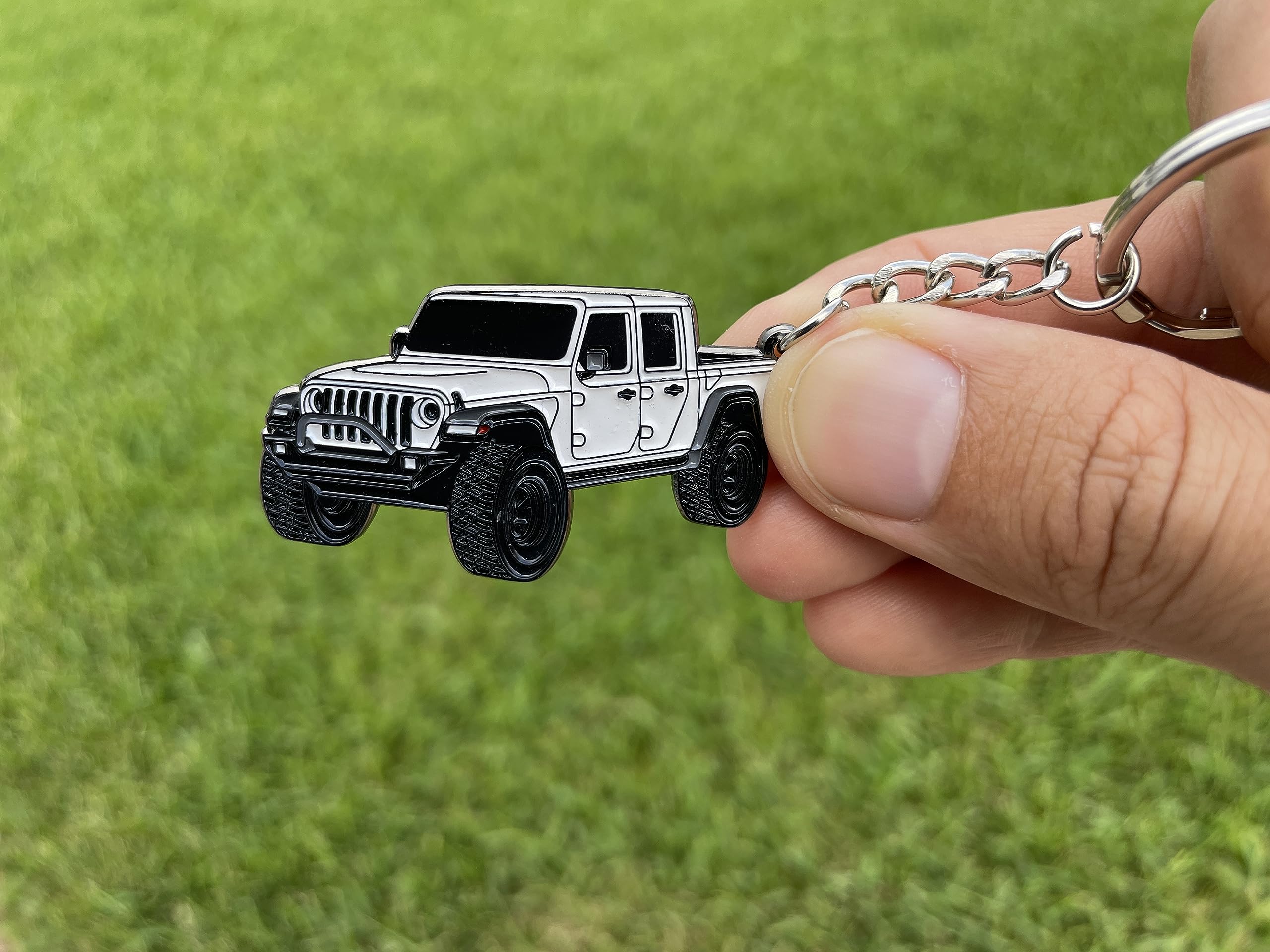 FOUR WHEEL BEAST Jeep Gladiator Keychain - Officially Licensed Jeep Accessories Key Chain Fob Cover Mods 2020-2024 (White)