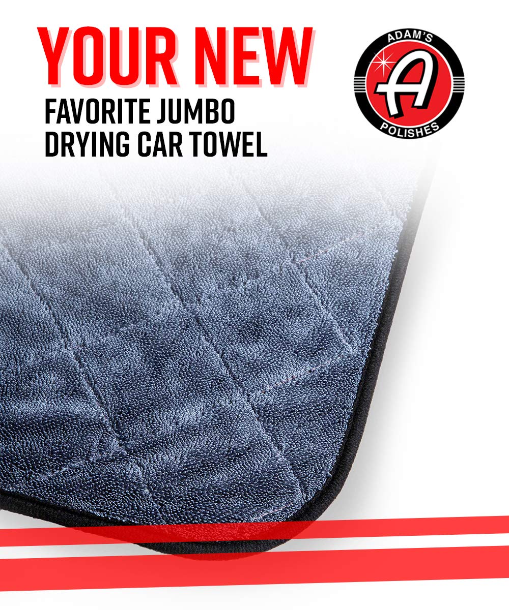 Adam'S Polishes Jumbo Plush Drying Towel 33 X 29 Inches 1500 Gsm - Absorbent Microfiber (1 Pack), White