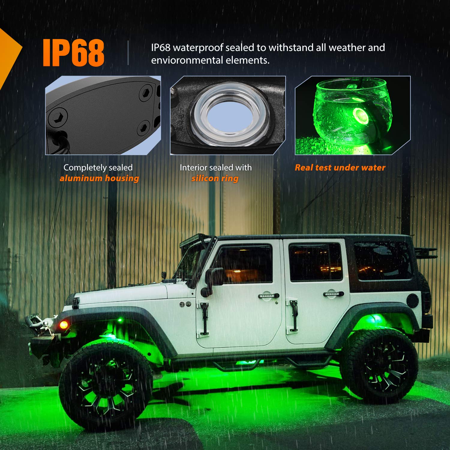 Nilight Led Rock Light 6Pcs Green Light Pods Waterproof Under Body Wheel Well Light Exterior Interior Lights For Car Truck Picku