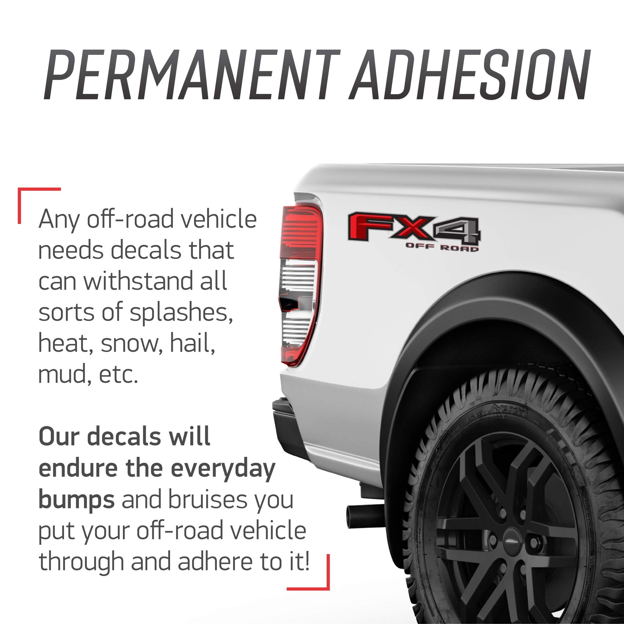 Fx4 Off Road Decal Replacement Sticker F150 Bedside F Truck Super Duty F250 F350 F450 (2015-2018) (Die-Cut (Peel & Stick))