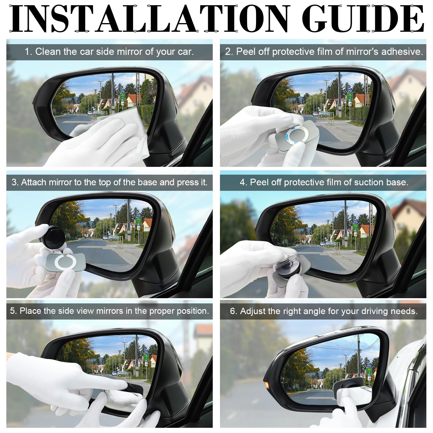 Livtee Blind Spot Car Mirror, Rectangular Hd Glass Frameless Convex Side Mirror Blindspot, Reusable 360 Wide Angle Rear View Car