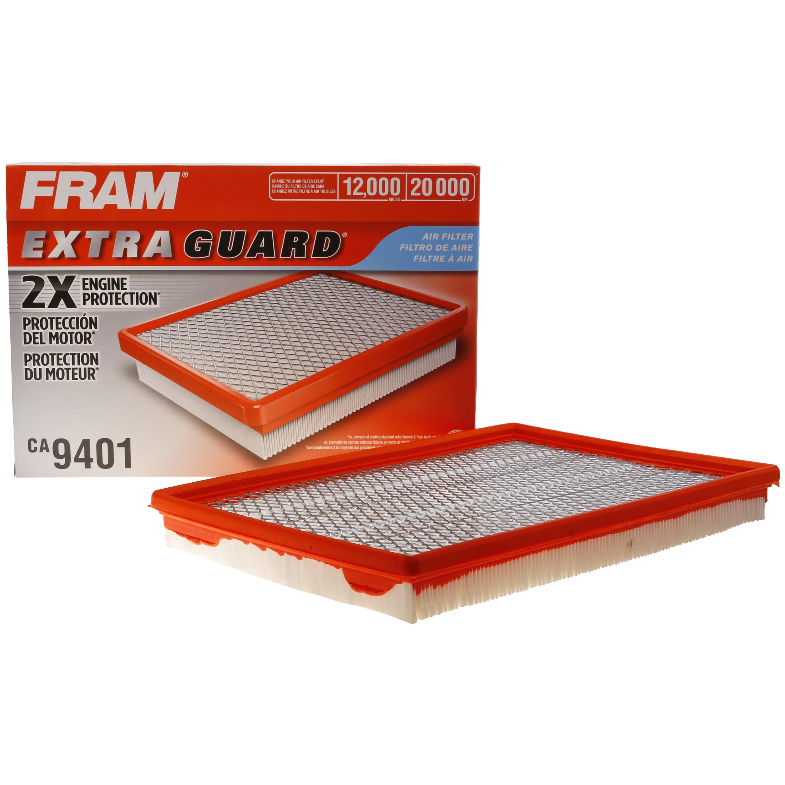 Fram Extra Guard Ca9401 Replacement Engine Air Filter For Select Chrysler, Dodge And Ram Models, Provides Up To 12 Months Or 12,000 Miles Filter Protection