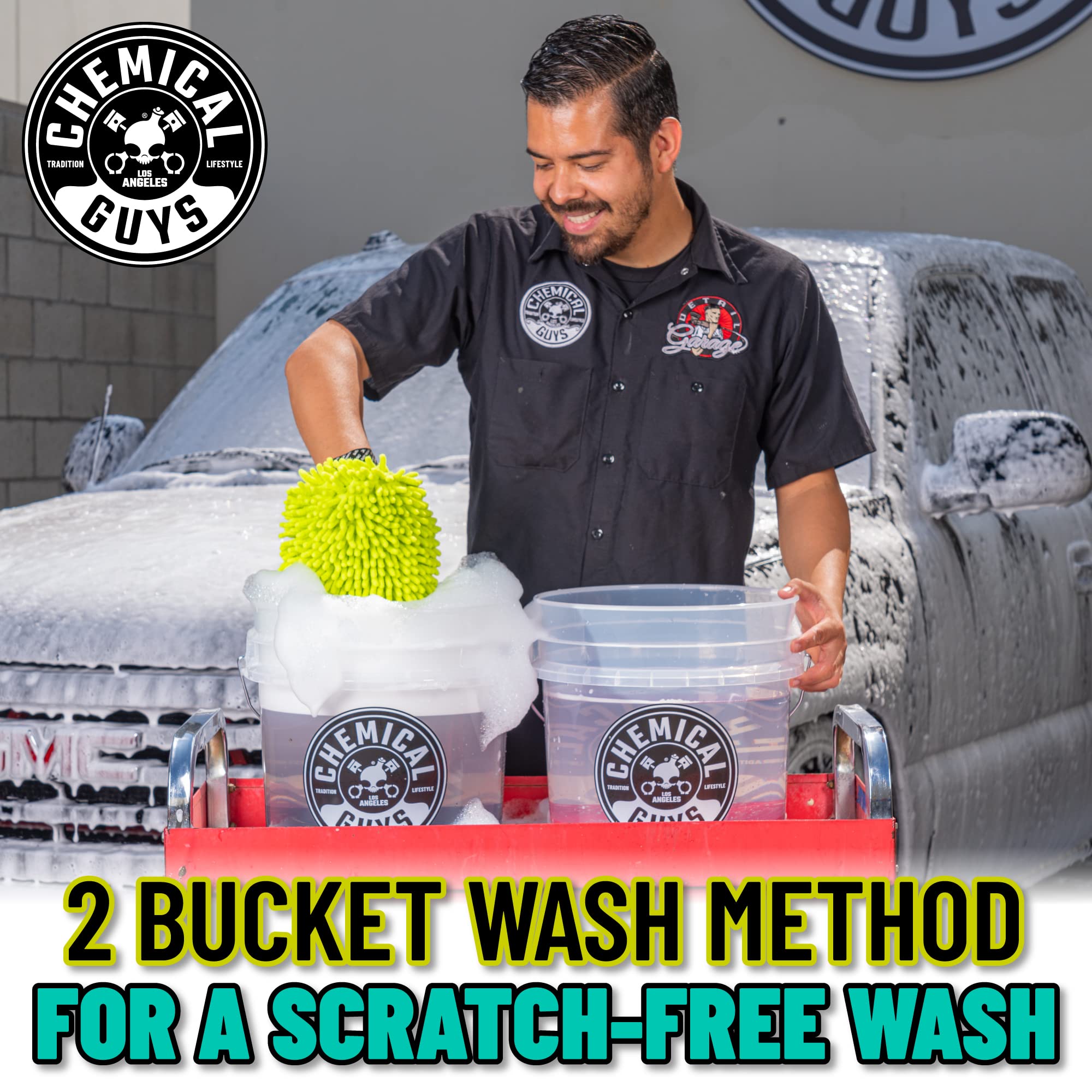 Chemical Guys Hol129 Best Two Car Wash Bucket Kit To Wash & Dry, Safe For Cars, Trucks, Suvs, Jeeps, Motorcycles, Rvs & More (11