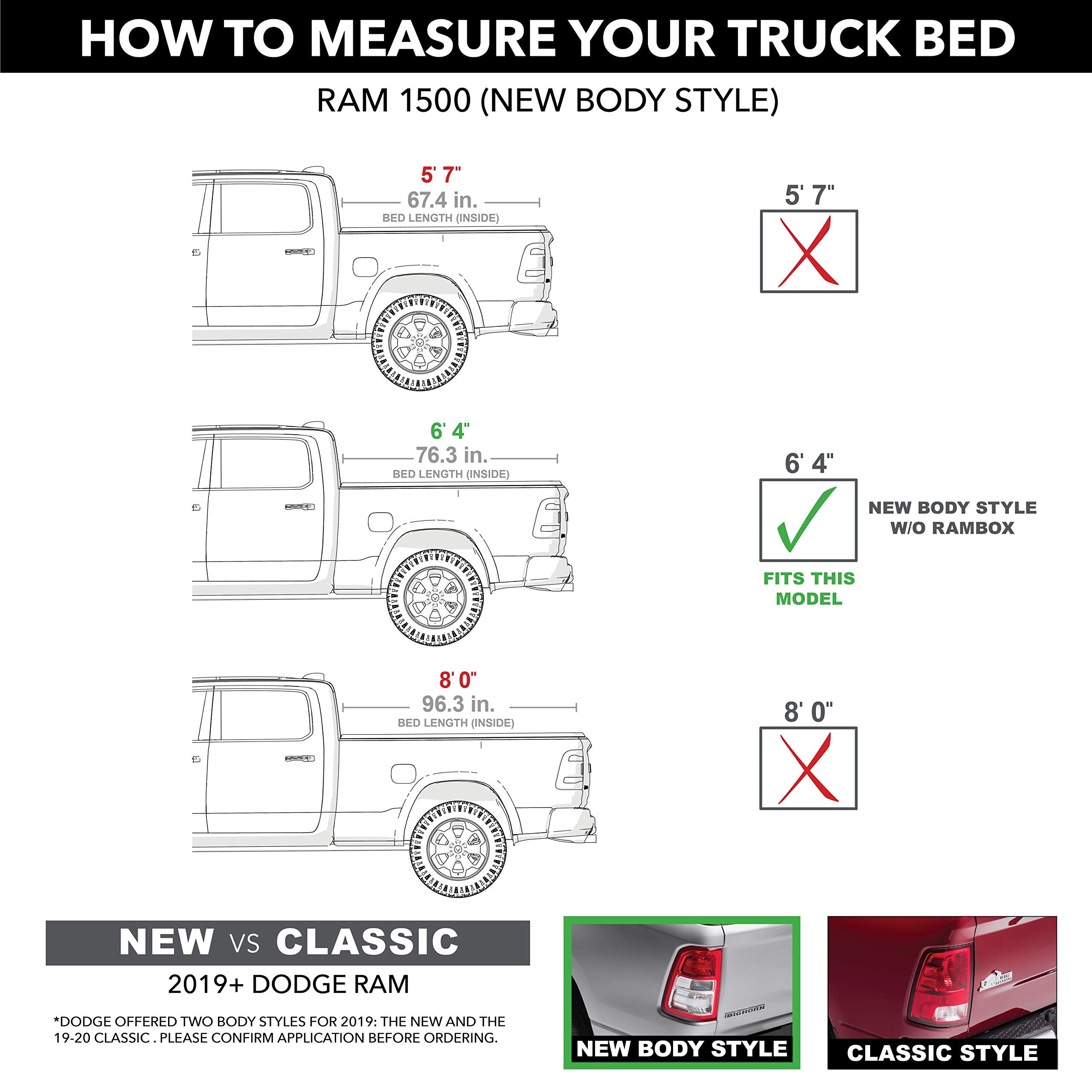 Realtruck Bak Bakflip Mx4 Hard Folding Truck Bed Tonneau Cover | 448223 | Fits 2019-2025 Dodge Ram 1500, Does Not Fit W/Multi-Function (Split) Tailgate 6' 4' Bed (76.3')