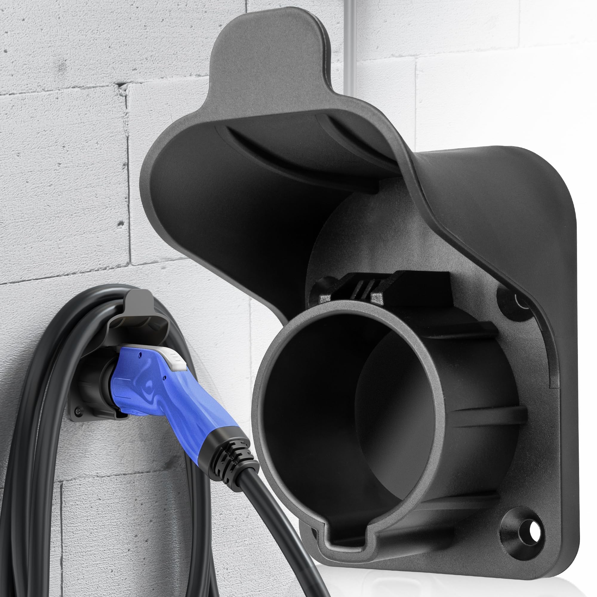 MECMO EV Charger Holder SAE J1772 Wall Mount Charging Cable Hanger Organizer, Nozzle Holster Dock Electric Vehicle EVSE PHEV Car
