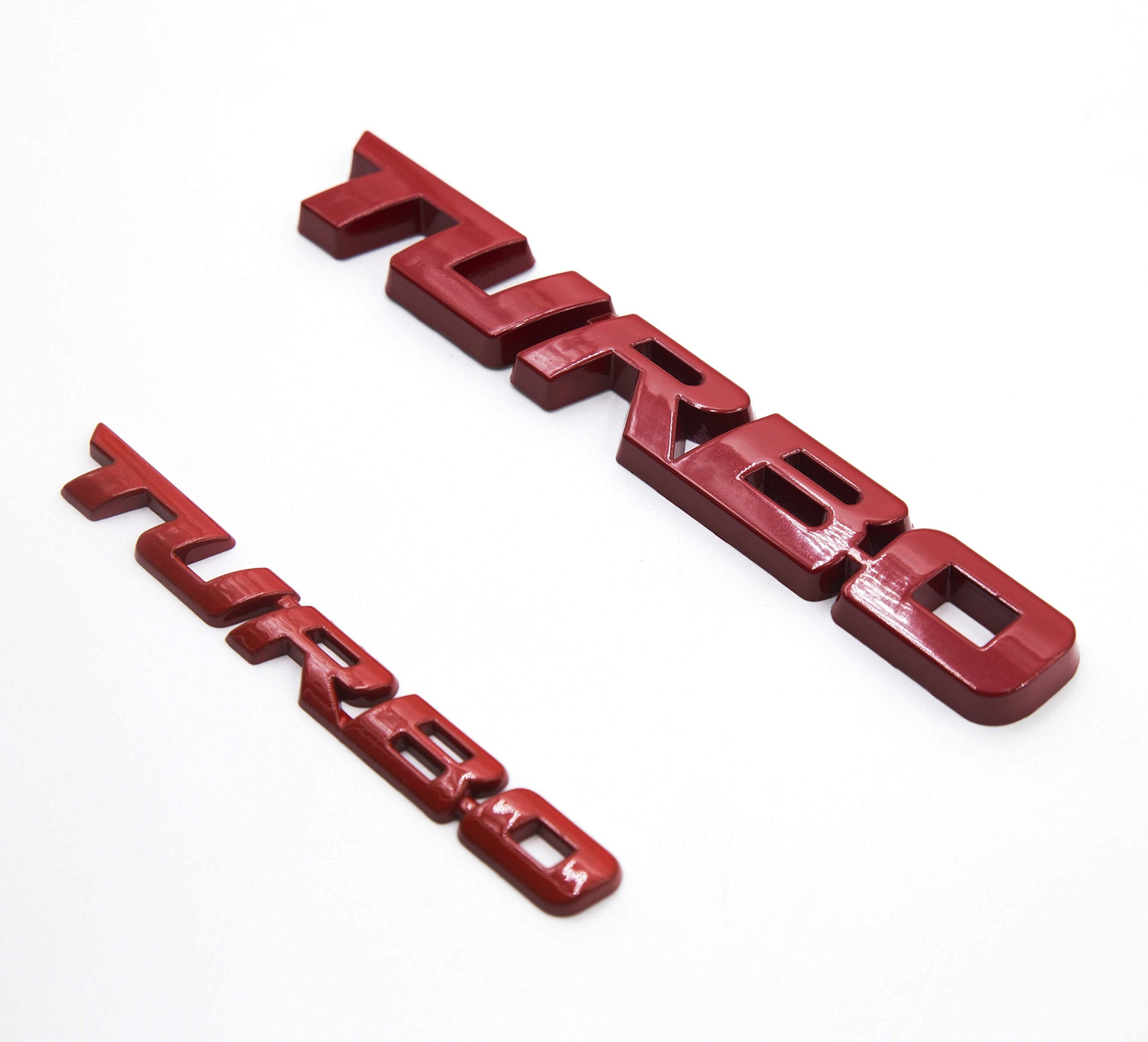 Lightkorea 2Pcs Small And Big Metal Turbo Emblem Side Fender Trunk Emblem Vehicle Car Motorcycle Badge Decals (Glossy Red)