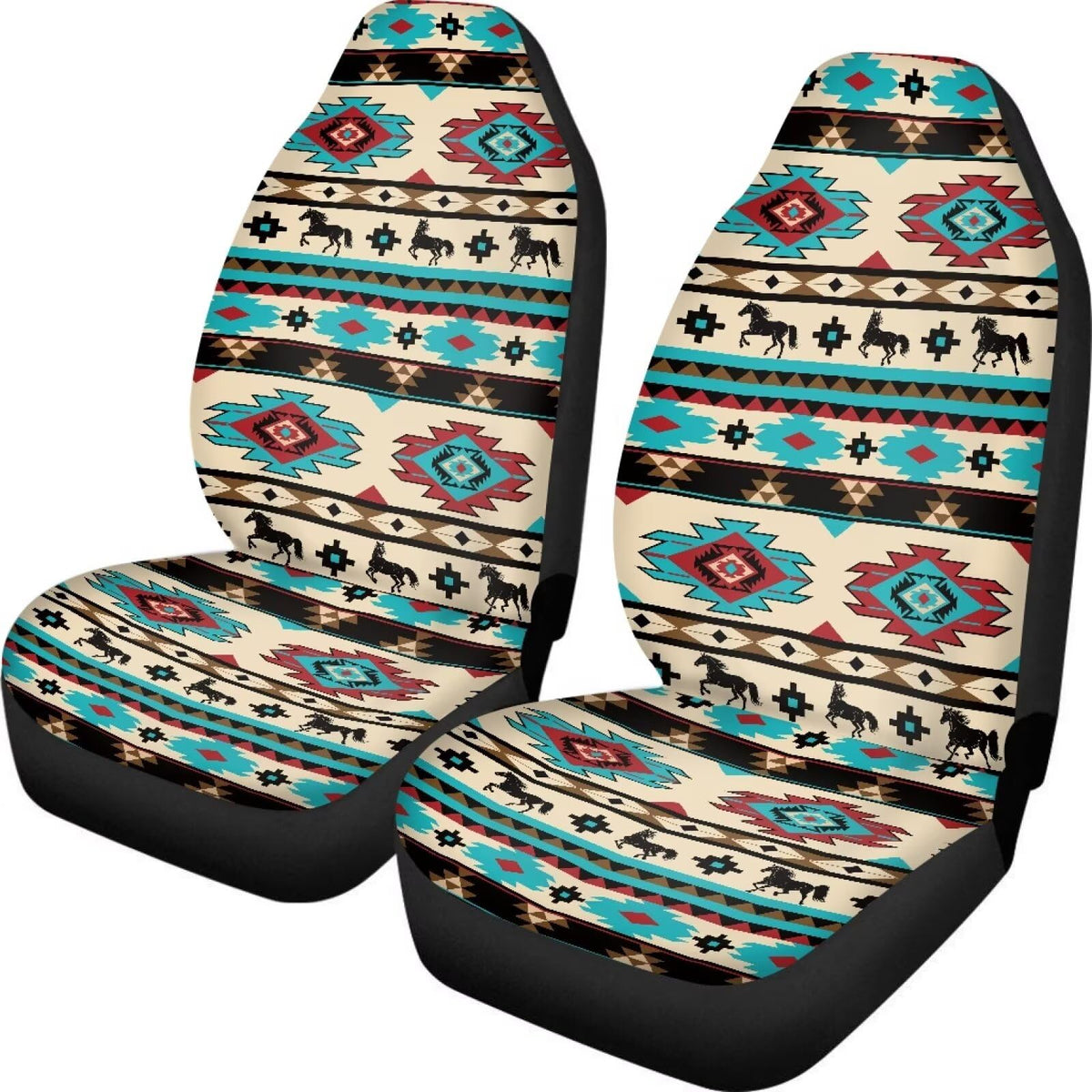 Dreaweet Southwestern Car Seat Cover Turquoise Native American Tribal Horse Front Seat Cover for SUV Trucks Universal Auto Acces