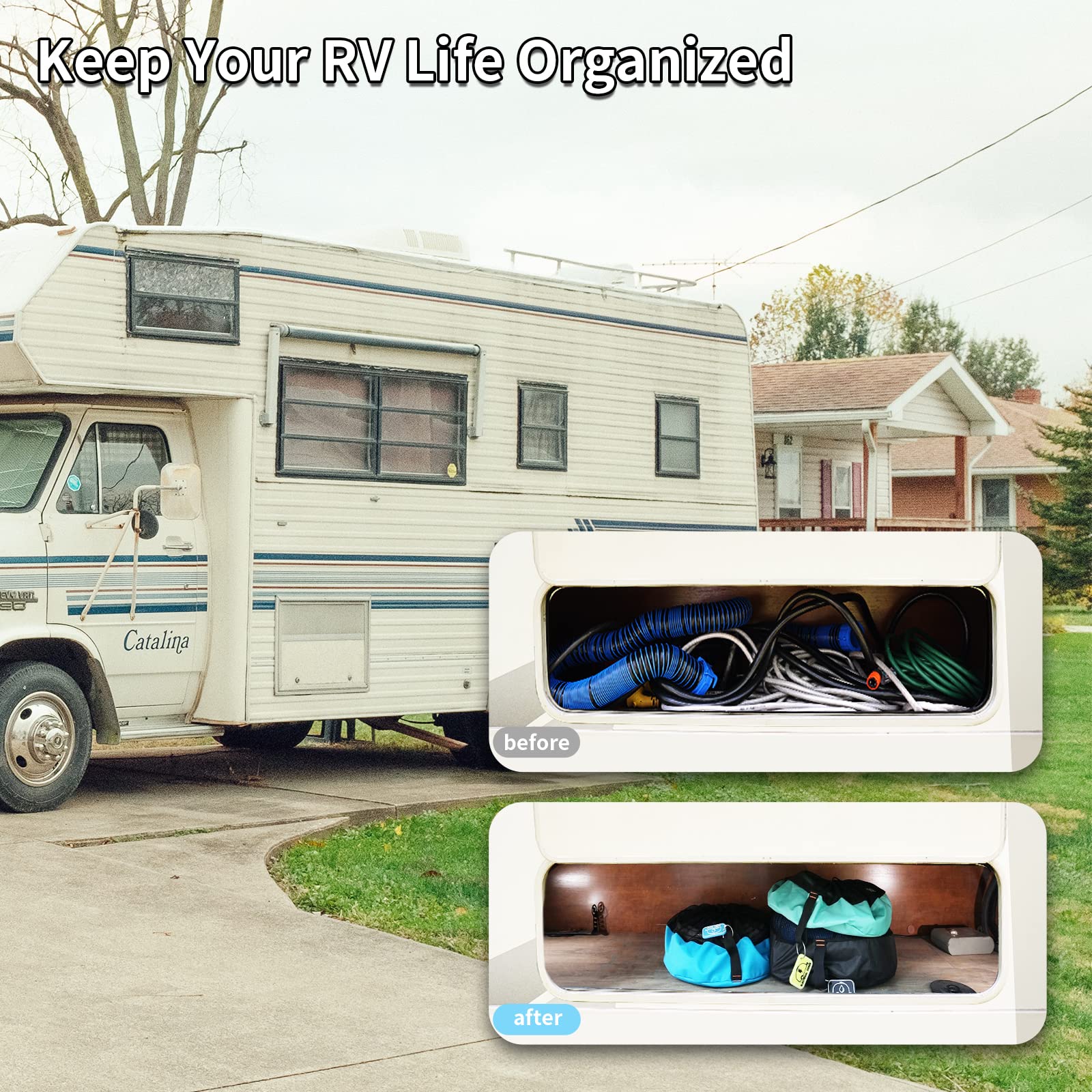 Rvmate Rv Hose Bags 3 Pack With Identification Tags, Waterproof Rv Storage Bags For Electrical Cords/Fresh Water Hoses/Sewer Hoses And Rv Accessories Storage And Organization