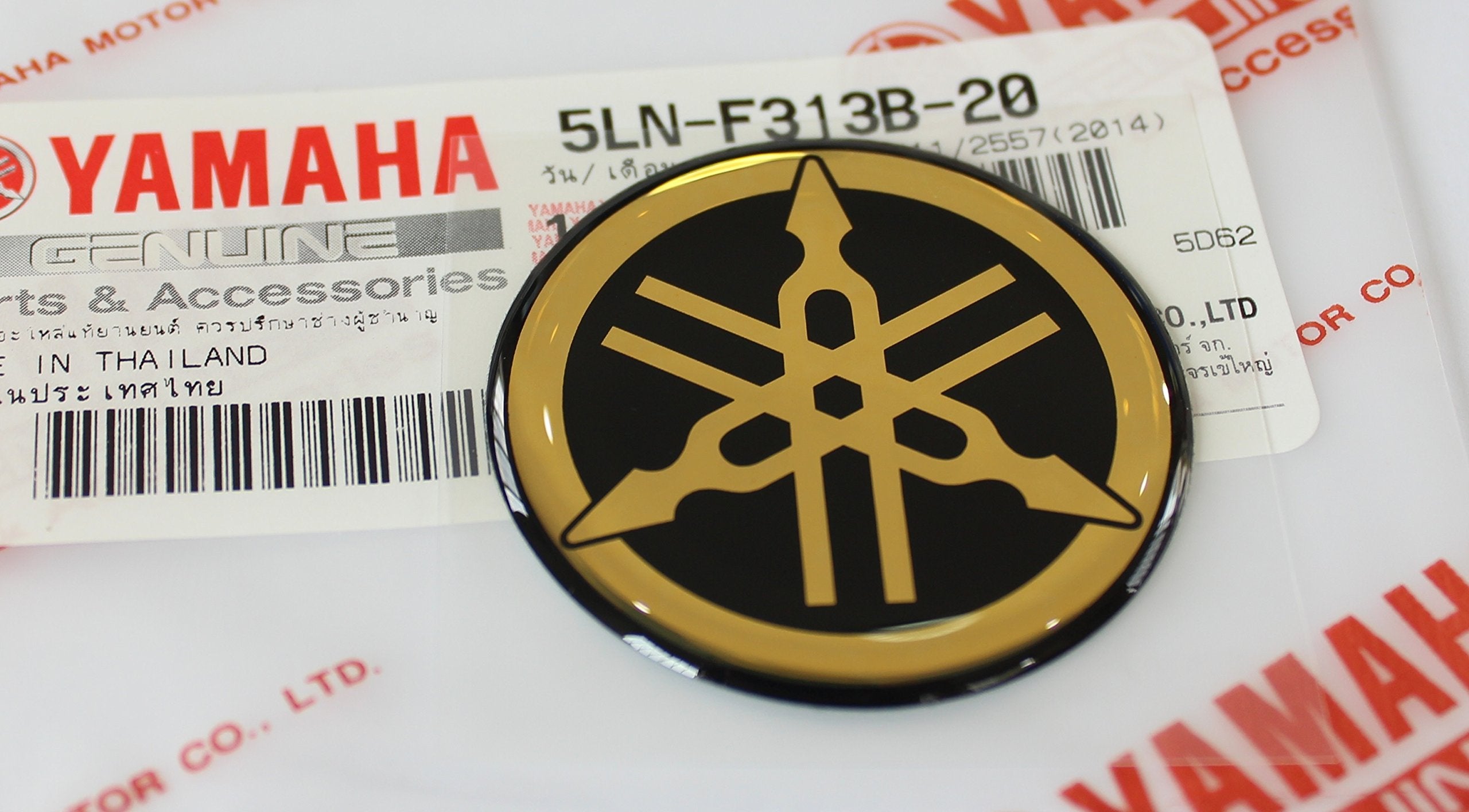 Yamaha 5Ln-F313B-20 - Genuine 40Mm Diameter Yamaha Tuning Fork Decal Sticker Emblem Logo Black/Gold Raised Domed Gel Resin Self