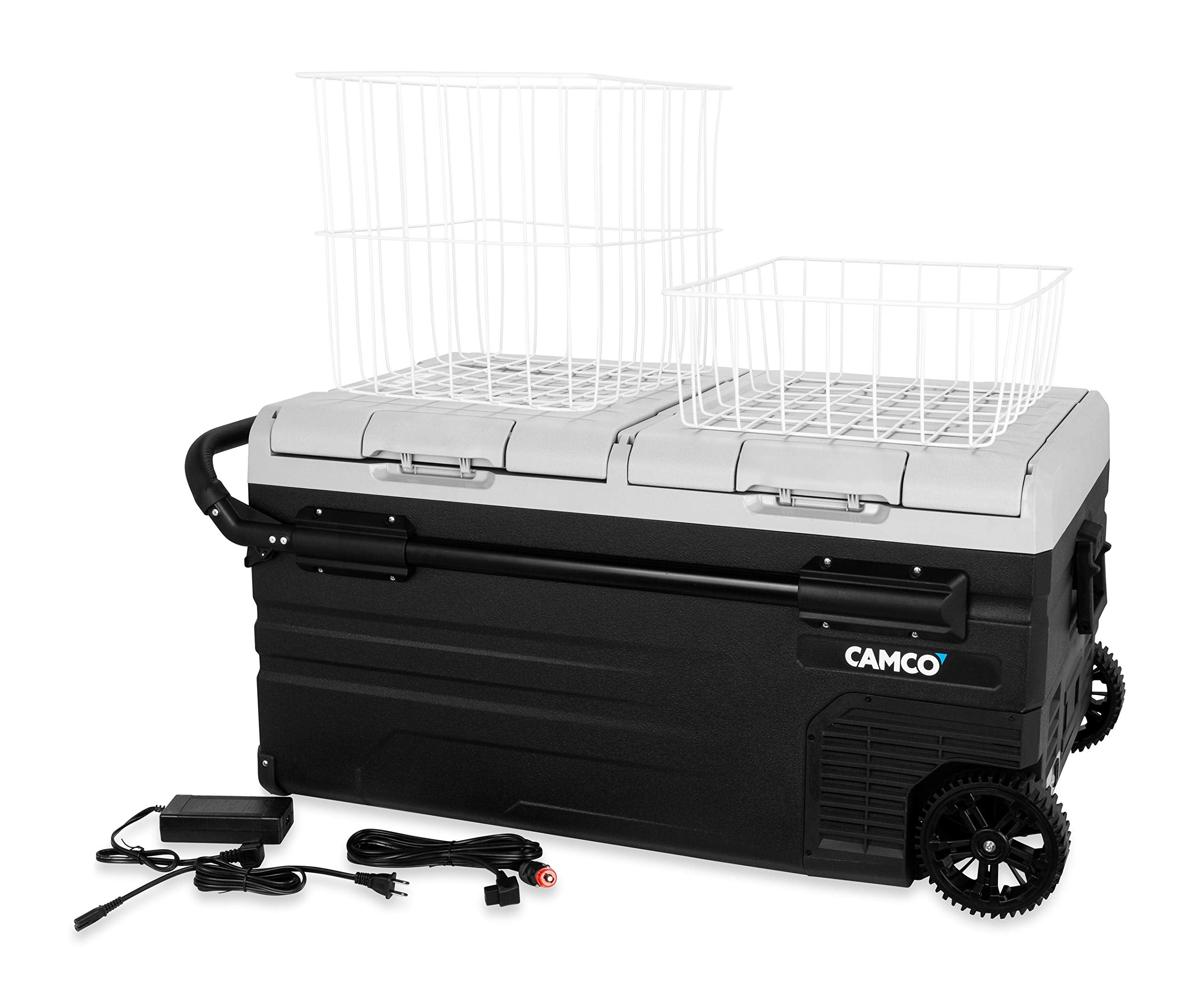 Camco 51522 Cam-950 Portable Refrigerator, Ac 110V/Dc 12V Compact Fridge/Freezer With Dual Zone Cooling, 95-Liter - Keeps Food And Drinks Cold While On-The-Go - Ideal For Road Trips, Rving, Camping