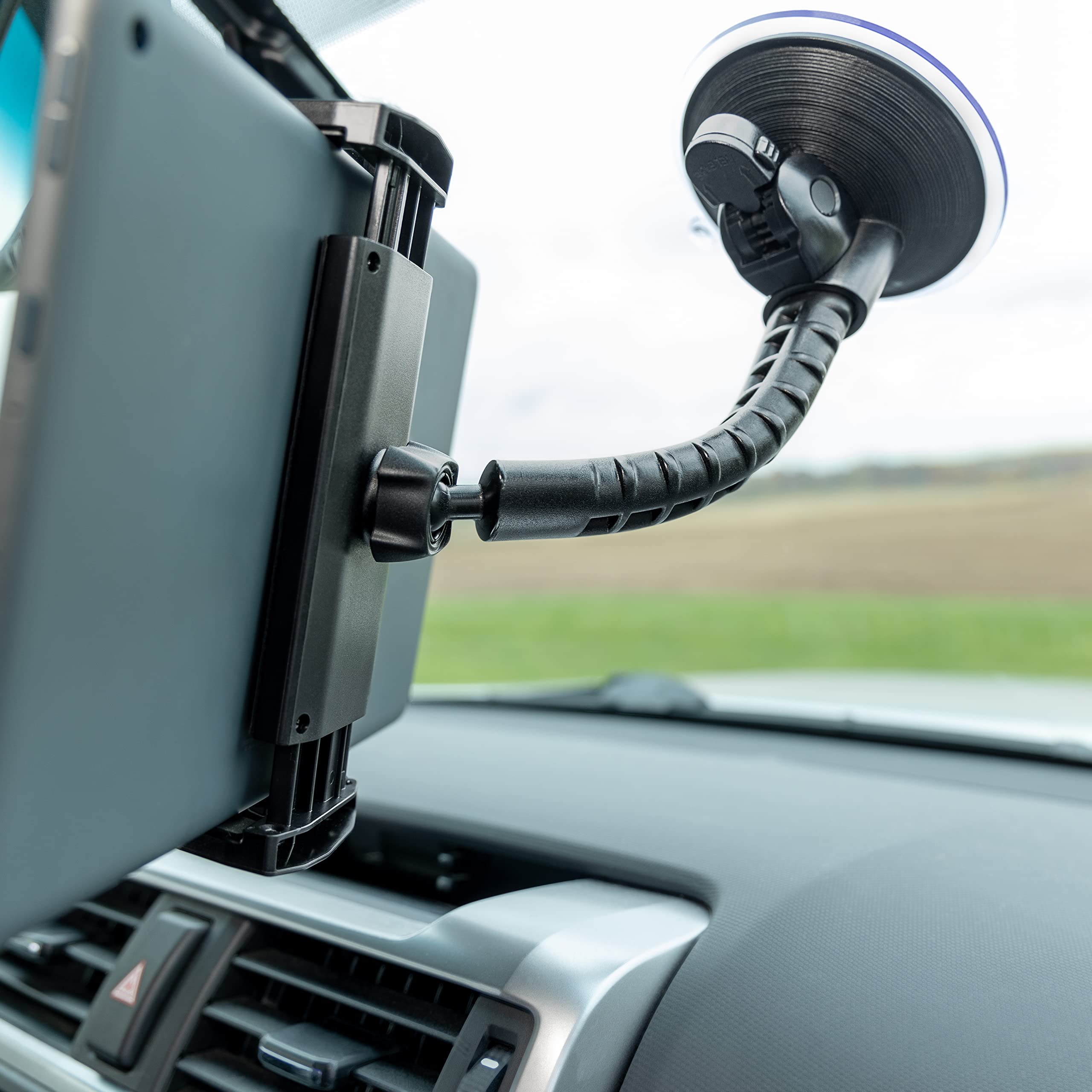 Cummins Windshield Tablet Mount - Black Suction Cup Holder for Car Window/Dash, Universal Compatibility, Durable Tablet Dock