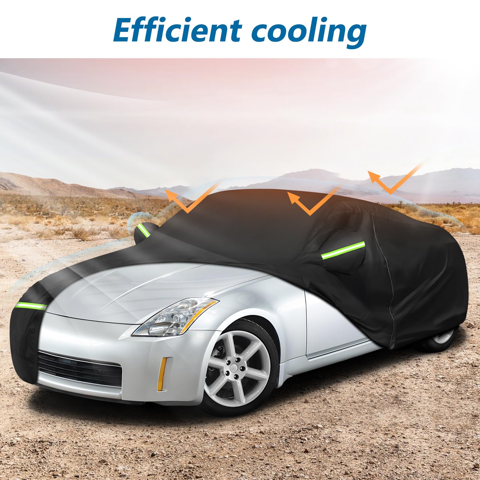 Car Cover Waterproof for 2003-2009 Nissan 350Z,210D Oxford Cloth with Cotton Outdoor Car Covers with Zipper Windproof Heavy Duty