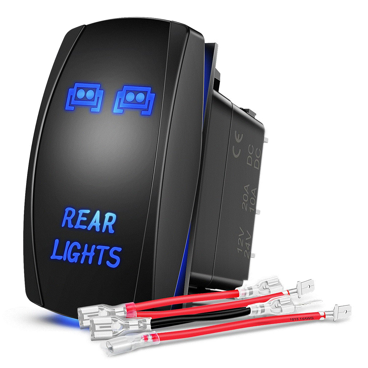 Nilight Ni-Rs05 Led Light Bar Rocker Switch 5Pin Laser On/Off Rear Lights Rocker Switch 20A/12V 10A/24V Switch Jumper Wires Set,