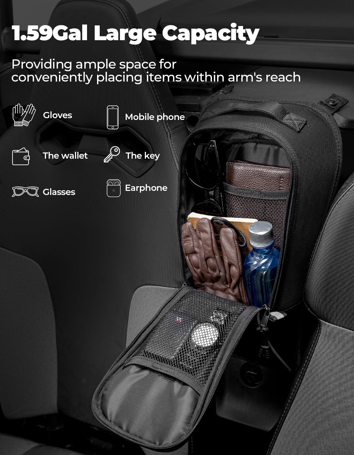 KEMIMOTO Center Bag 1.6 Gal Storage Bag Compatible with 2023+ CFMOTO ZForce 950 Sport & Trail/ZForce 800 Trail G2, 1680D Water R