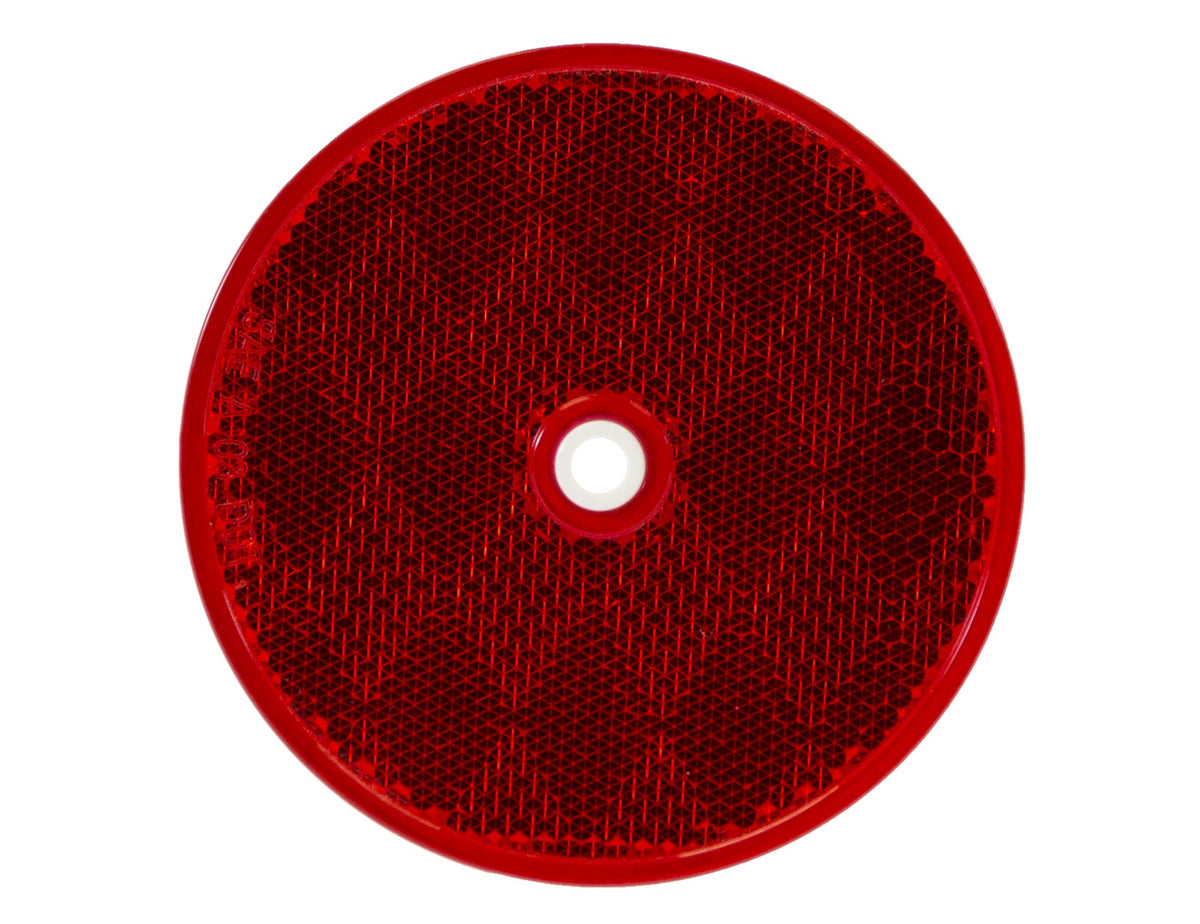 Buyers Products 5623316 3.1875 Inch Red Round Dot Bolt-On Reflector, Center Mounting Hole, Truck And Trailer Reflector, Safety Reflector