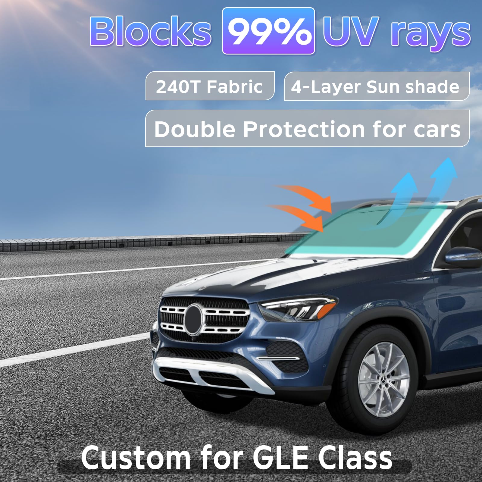 Sun Shade Sunshade Compatible With Mercedes Benz Gle Class 2020-2025 Windshield Cover, 2-Layers Sun Shield For Gle 450 Gle 350 2
