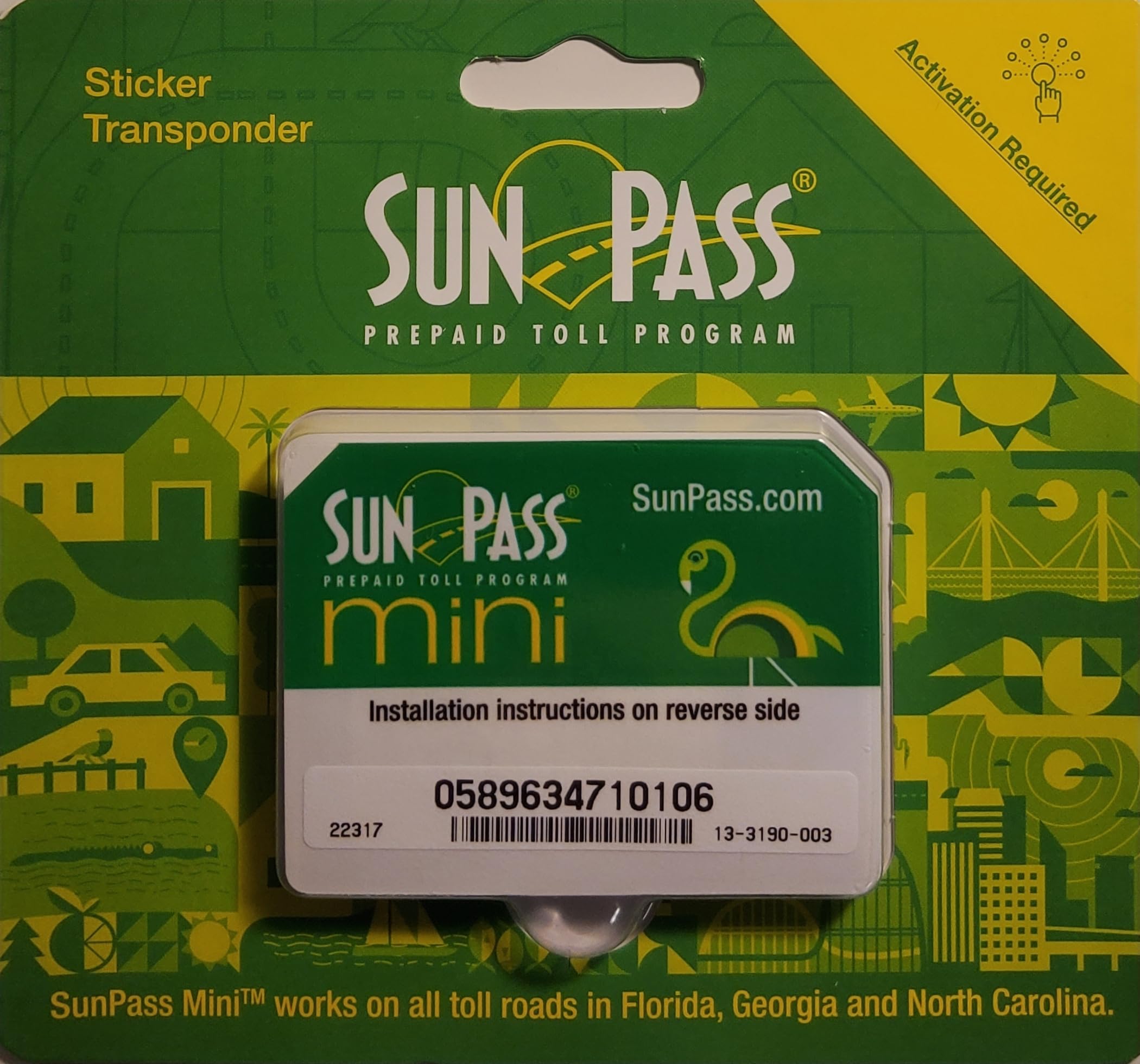 Sunpass Mini Sticker Pre-Paid Toll Program For Florida (Styles May Vary)