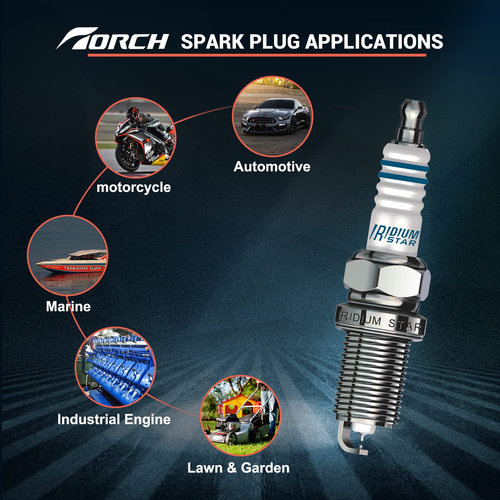 Pk4 Torch F6Tc Spark Plug Replace For Ngk Bp6Es Spark Plug, For Bosch W6D W7D Spark Plug, For Champion N9Yc Spark Plug, For Denso W20Ep-U, For Honda 98079-56841, For Autolite 53, For Brisk L15Yc, Oem
