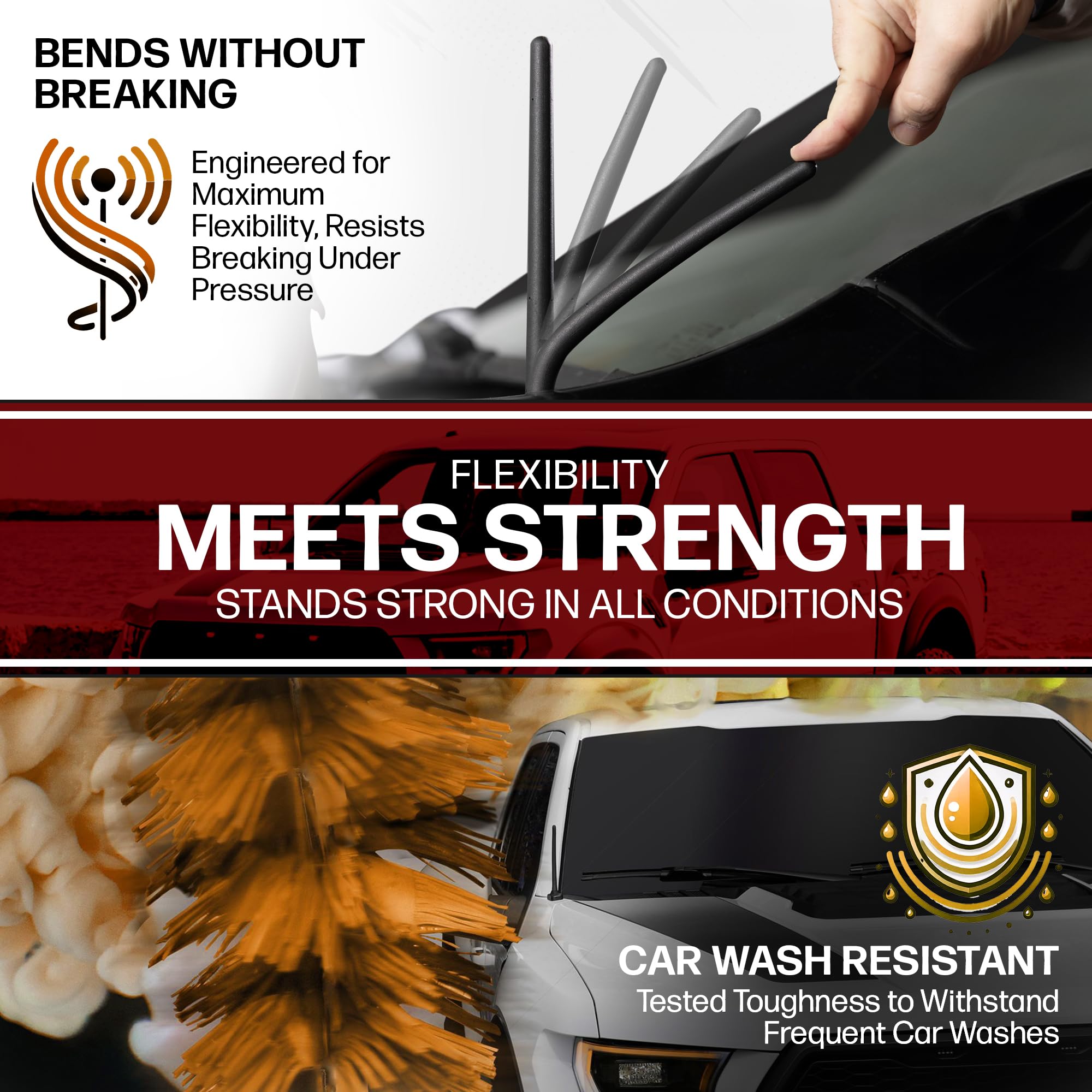 AntennaMastsRus - Short Rubber Antenna fits GMC Sierra 1500 (2006-2024) - The Original 6 3/4 Inch Accessories - Car Wash Proof -