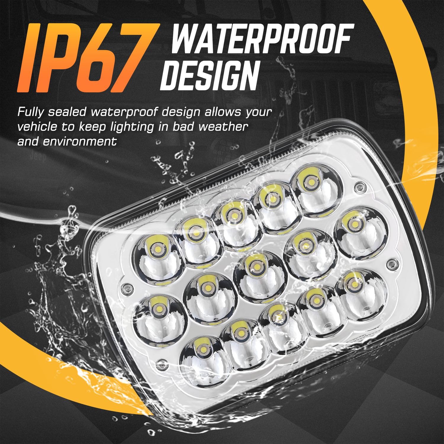 Dna Motoring Pair H6054 7X6 5X7 Led Headlights Hi/Low Sealed Beam Light Headlamp Compatible With S10 Blazer Express Savana Wrang