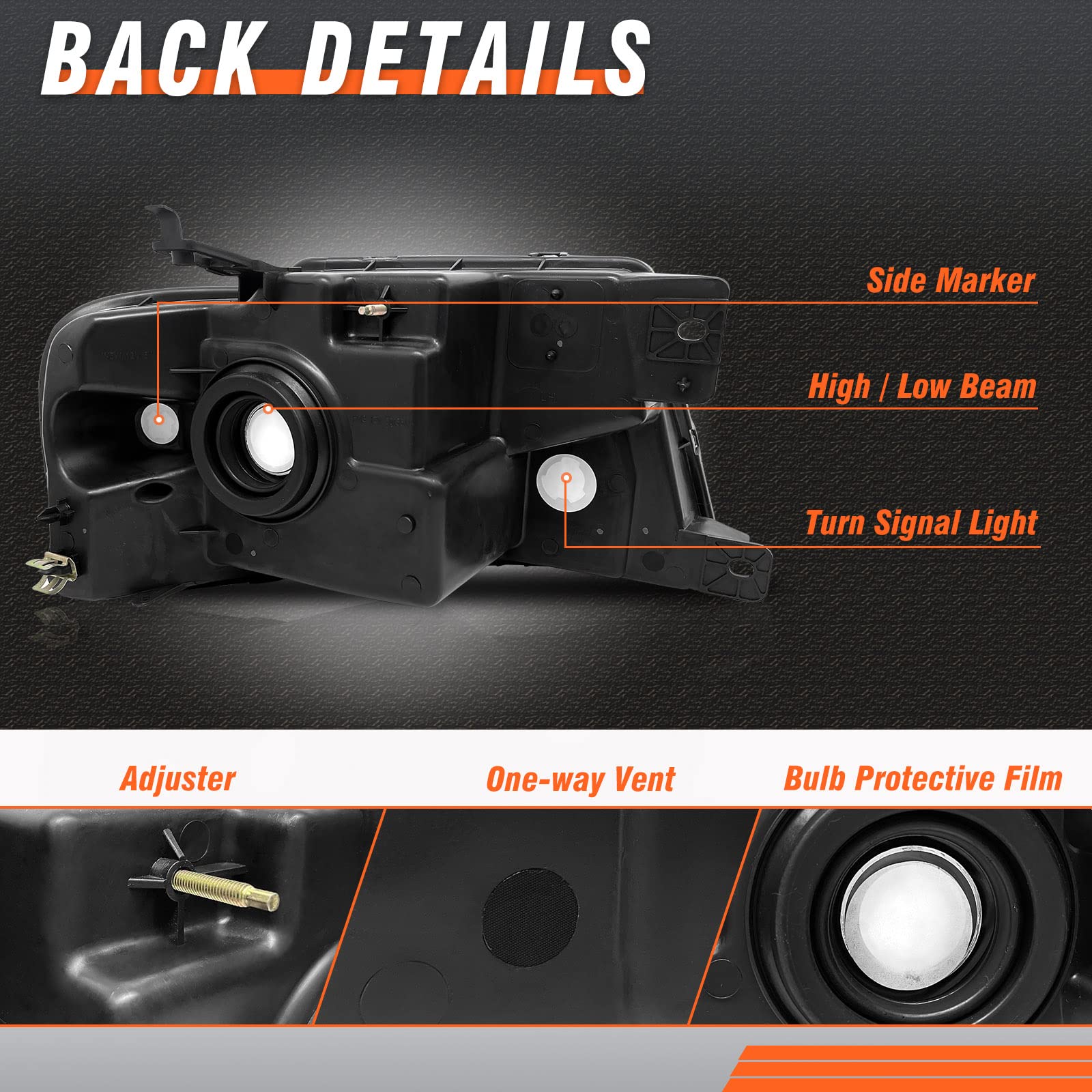 Axlaha 2004-2008 F150 Headlights Assembly For 2004 2005 2006 2007 2008 Ford F150 / 06-08 Lincoln Mark Lt Pickup Chrome Housing Amber Reflector Clear Lens Replacement Driver And Passenger Side