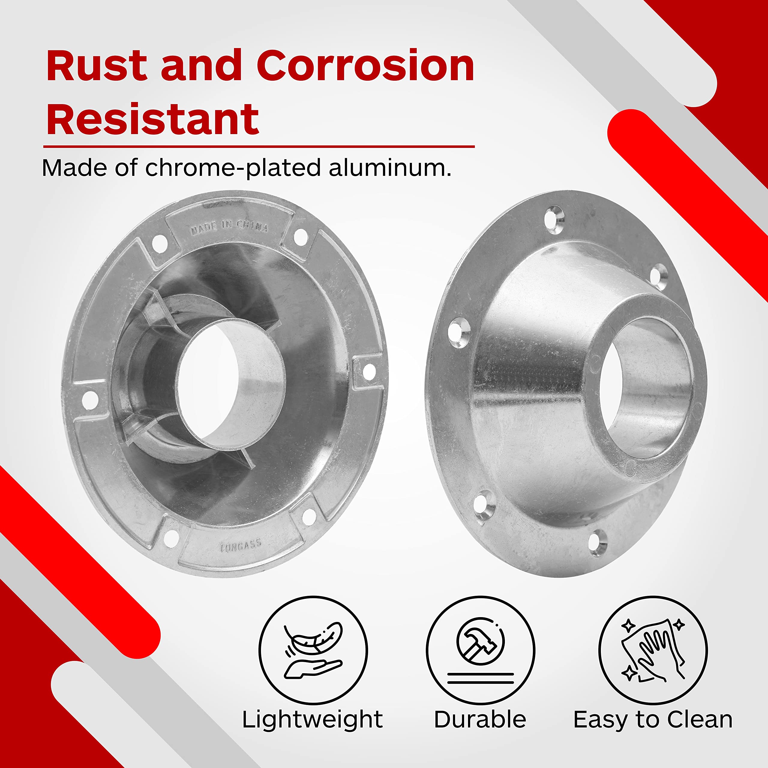 Tongass (2-Pack Rv Table Base (Standard Size) - Aluminum Pedestal Table Base Flange - Table And Floor Mounting Base With 6 Mounting Holes - Includes Mounting Screws
