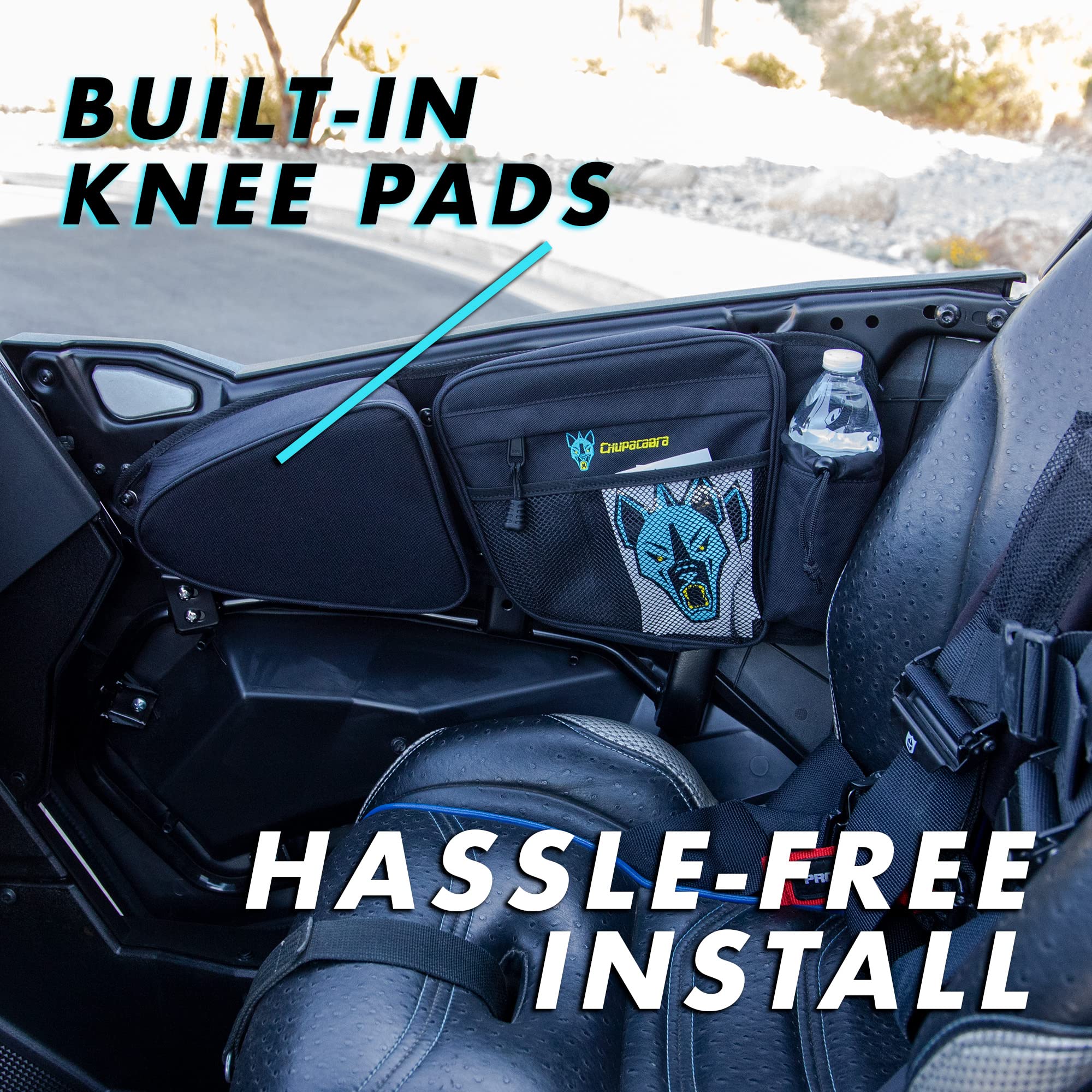 RZR Side Door Bags, Chupacabra Offroad Front Door Side Storage Bag Set w/Knee Pad for 2014 2015 2016 2017 2018 2019 2020 Polaris