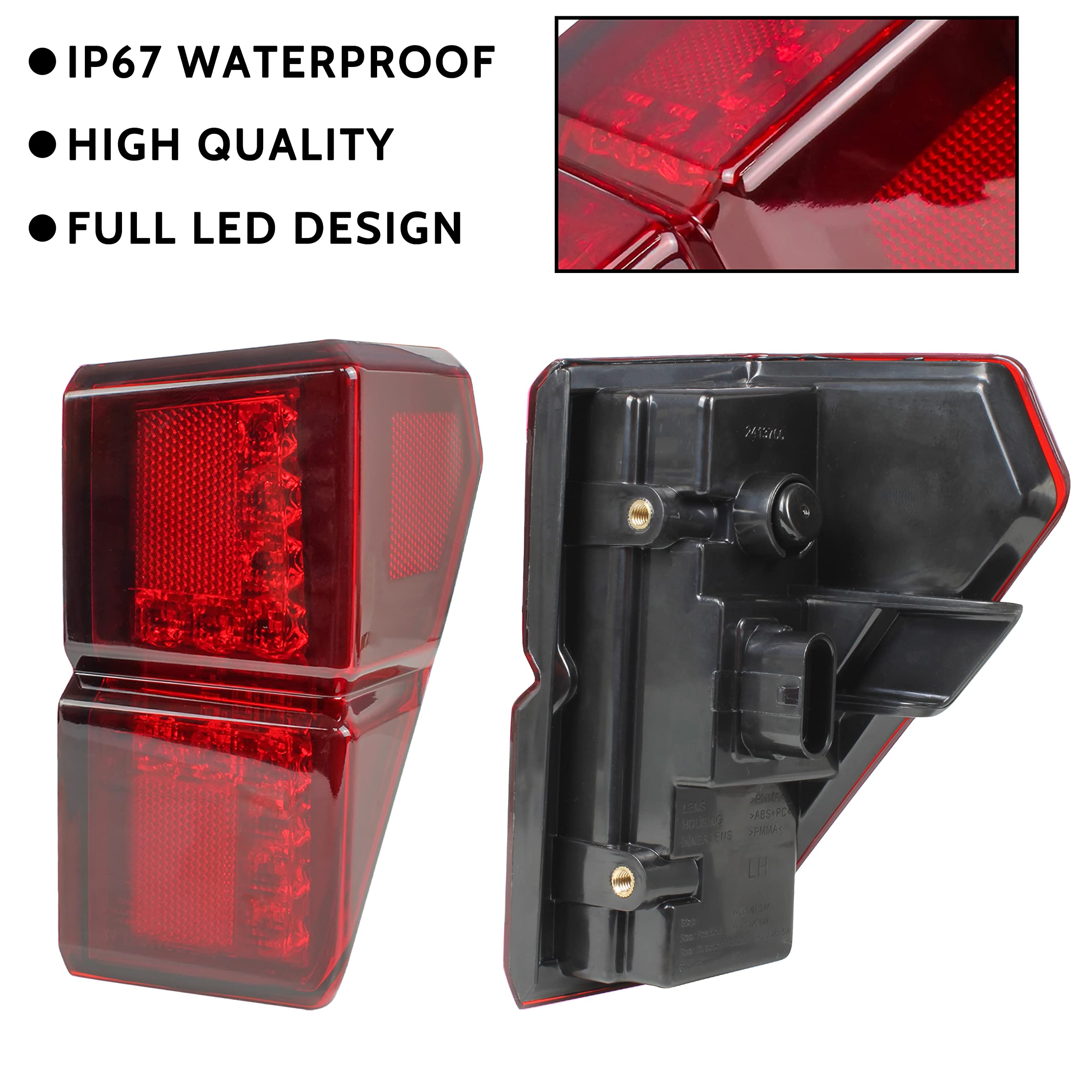 Led Tail Lights For Ranger Xp 1000 18-24, Red Rear Brake Stop Lamp Taillights For Polaris Ranger Xp 1000/ Crew Xp 1000/ Ranger 1000/ Ranger 1000 Xp 2018-2024 Accessories, Replace 2413766 (2Pcs)