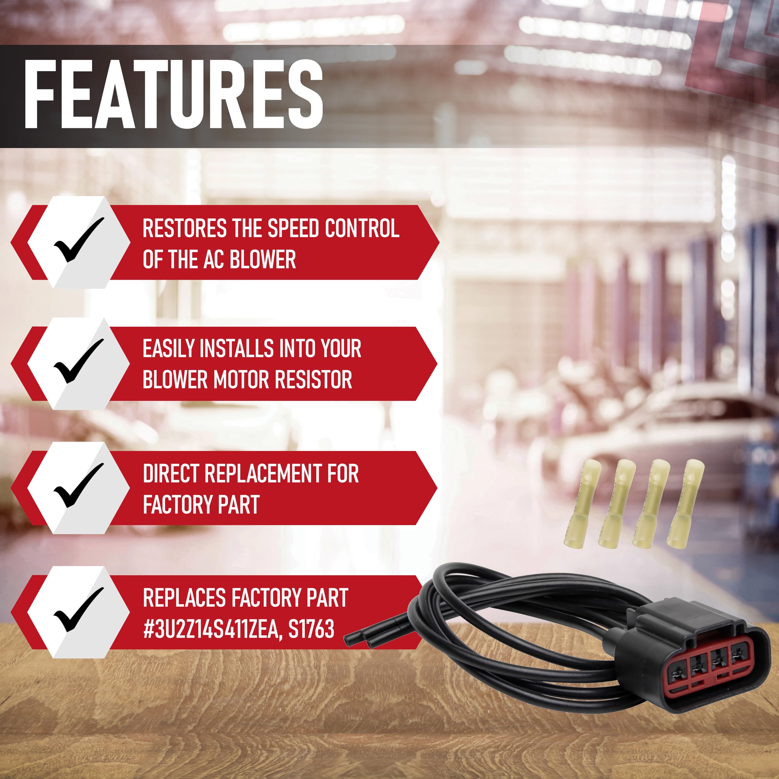 Hvac Blower Motor Resistor Connector Plug Wiring Harness Pigtail - Compatible With Ford & Mercury Vehicles - F150, Fiesta, Exped