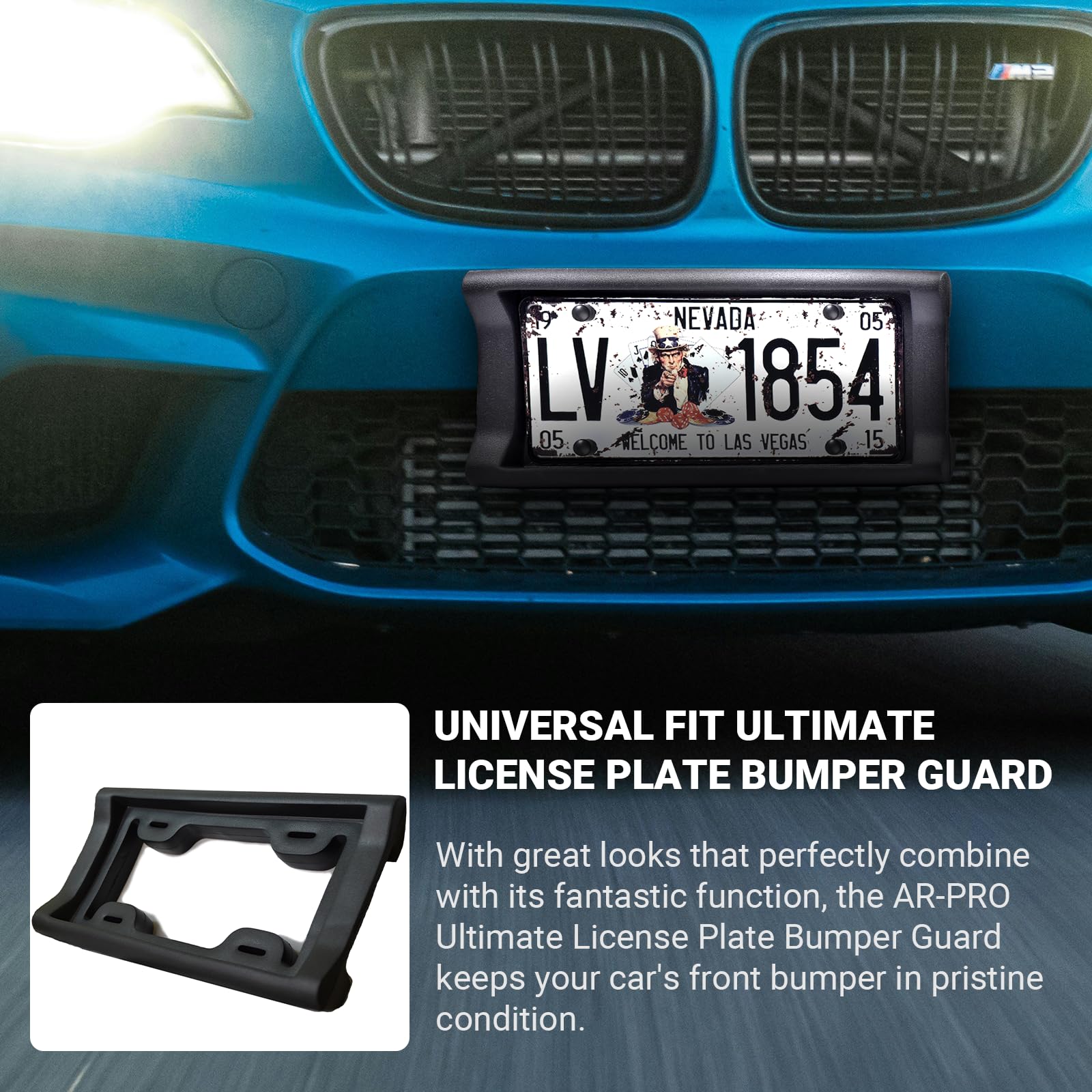 Ar-Pro Ultimate License Plate Bumper Guard Screws Included - 2.3'' Thick Rubber License Plate Mount Protects Bumper From Scratch