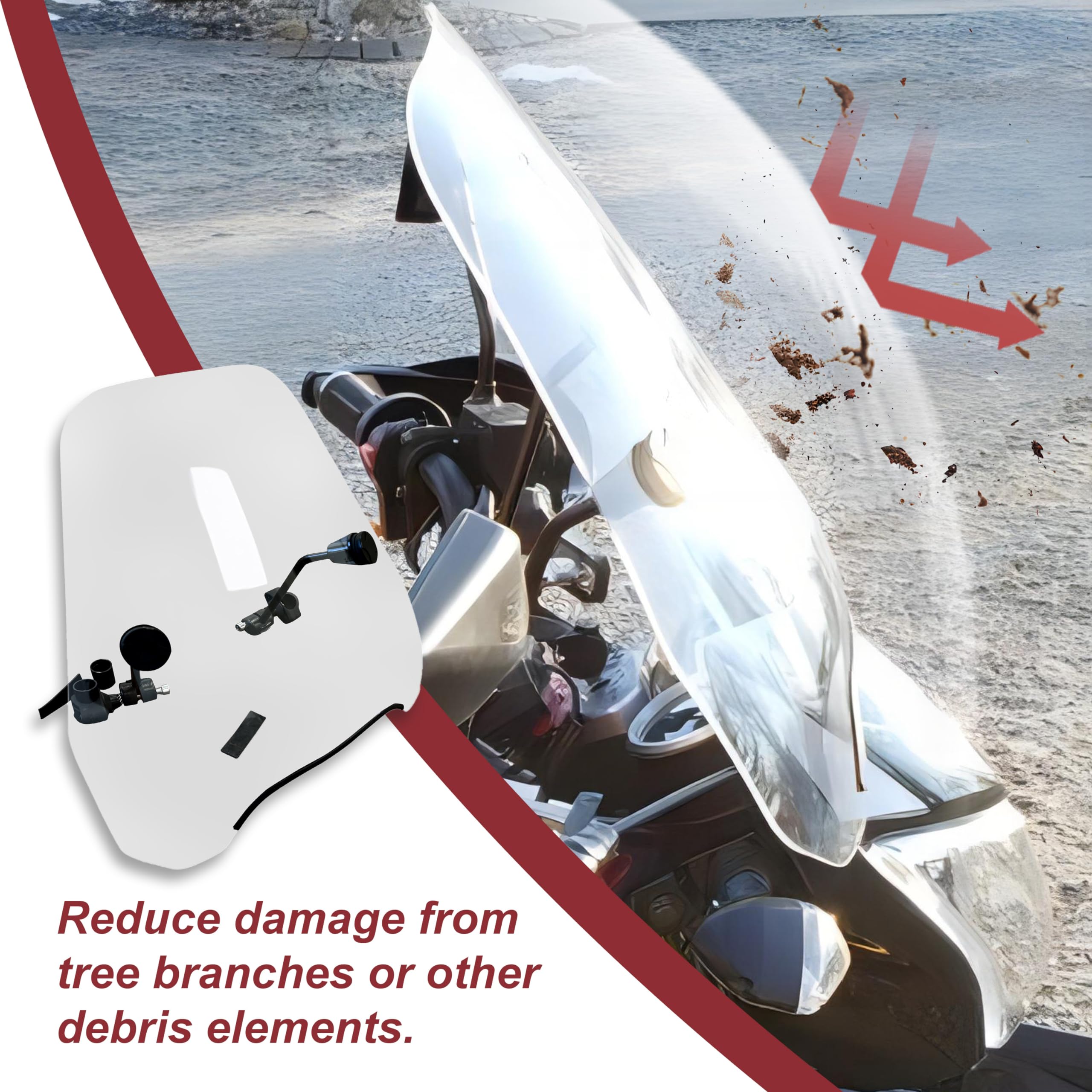 7BLACKSMITHS Universal Motorcycle Windshield 16 3/4    Width x15    Height Clear Large Windscreen Compatible with Harley Yamaha