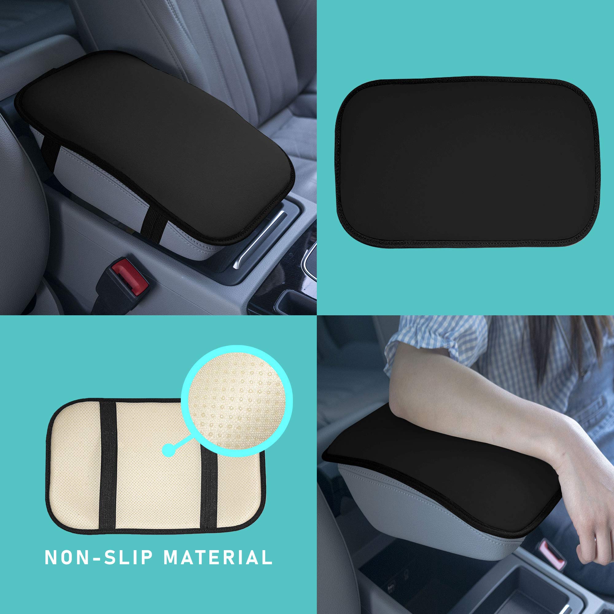 FH Group Neosupreme Center Console Pad Water-Resistant Black Seat Box Cover Protector fits Most Cars, SUVs, and Trucks